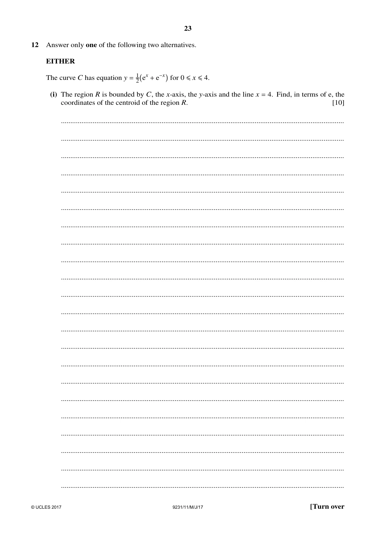 Cambridge A Level Mathematics - Further 9231 2017 May/June Paper 1 · Variant 1 question paper, page 23 of 28