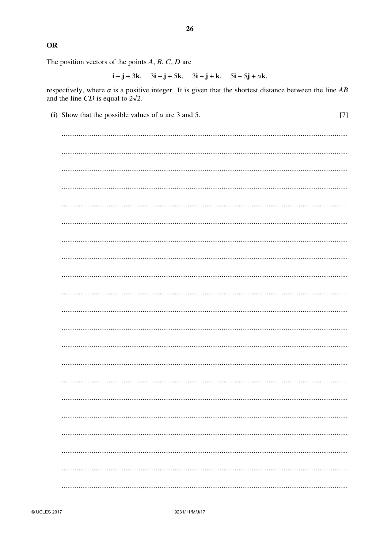 Cambridge A Level Mathematics - Further 9231 2017 May/June Paper 1 · Variant 1 question paper, page 26 of 28