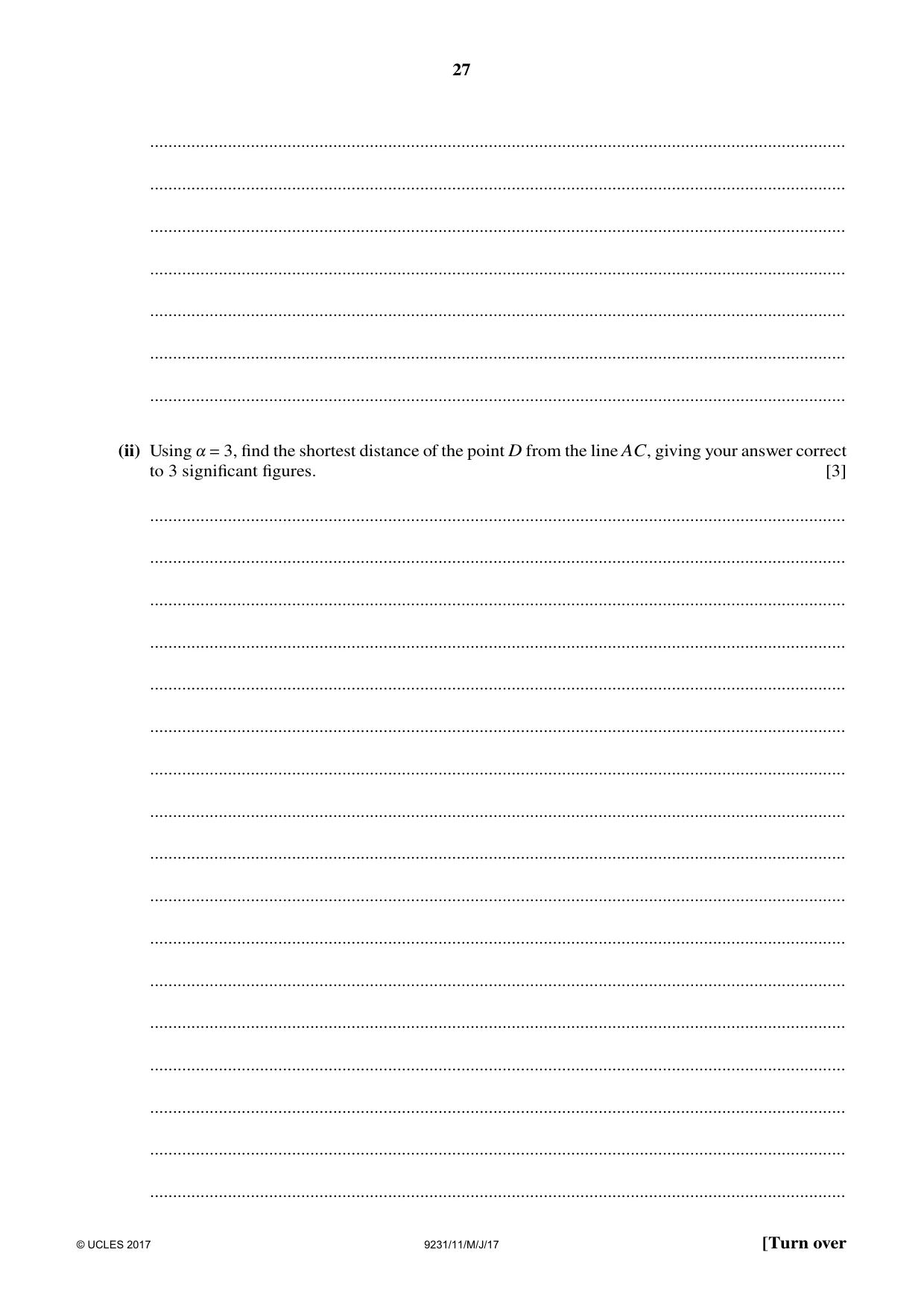 Cambridge A Level Mathematics - Further 9231 2017 May/June Paper 1 · Variant 1 question paper, page 27 of 28