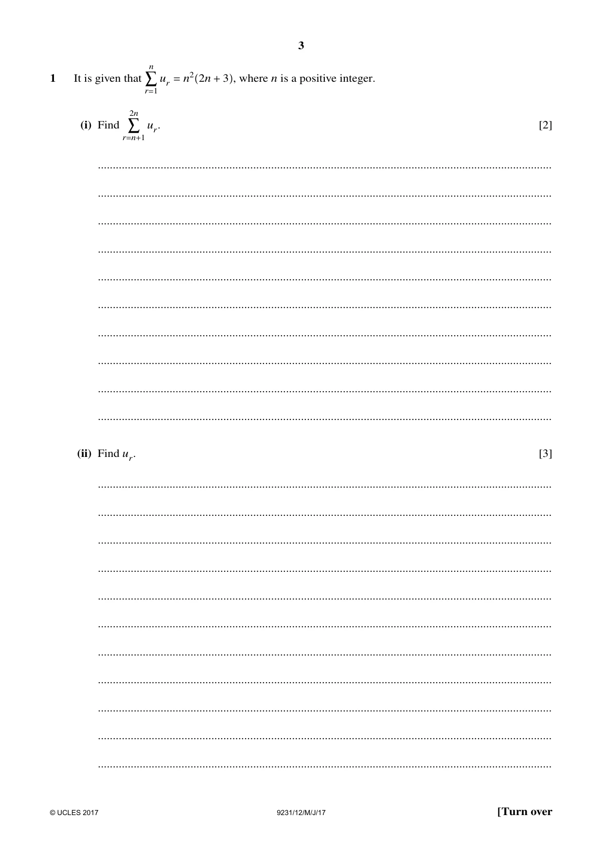 Cambridge A Level Mathematics - Further 9231 2017 May/June Paper 1 · Variant 2 question paper, page 3 of 28