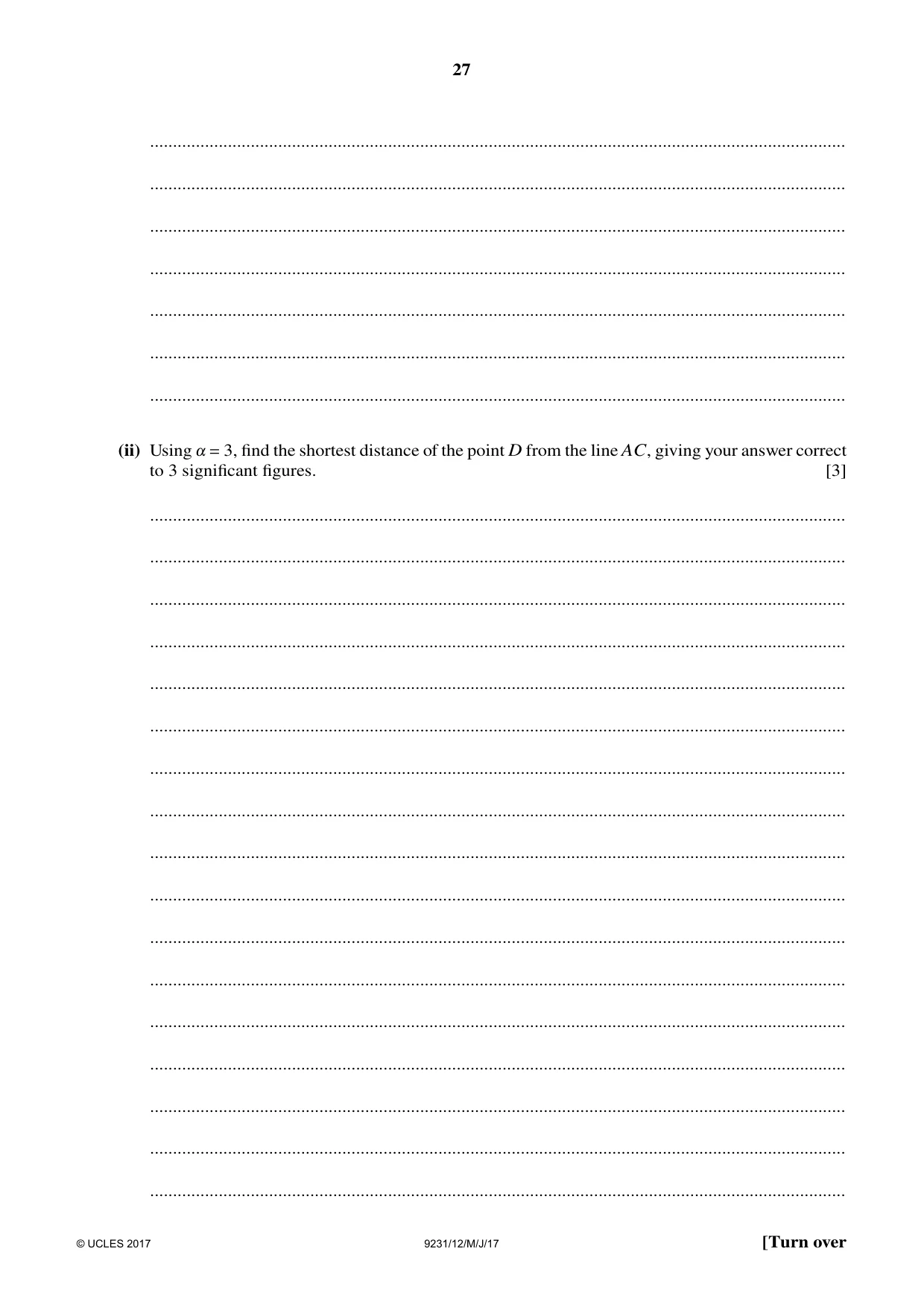 Cambridge A Level Mathematics - Further 9231 2017 May/June Paper 1 · Variant 2 question paper, page 27 of 28