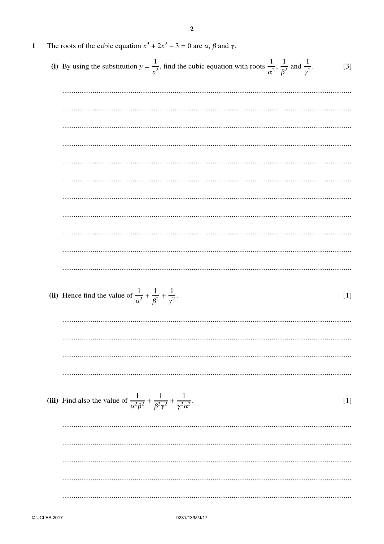 Cambridge A Level Mathematics - Further 9231 2017 May/June Paper 1 · Variant 3 question paper, page 2 of 24
