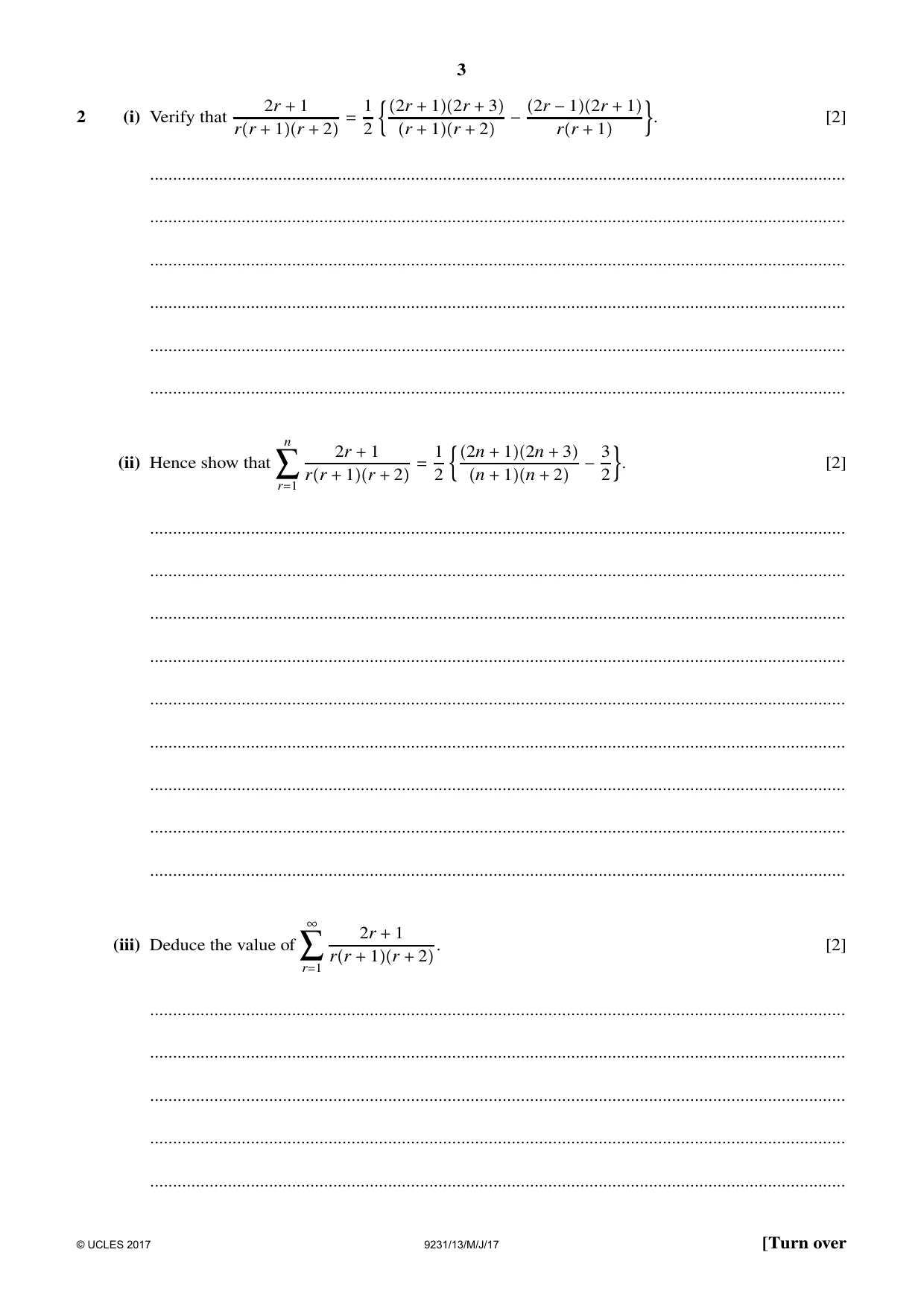 Cambridge A Level Mathematics - Further 9231 2017 May/June Paper 1 · Variant 3 question paper, page 3 of 24