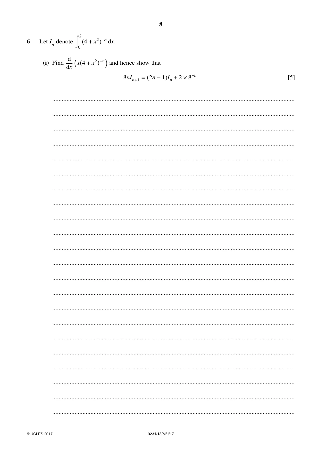 Cambridge A Level Mathematics - Further 9231 2017 May/June Paper 1 · Variant 3 question paper, page 8 of 24