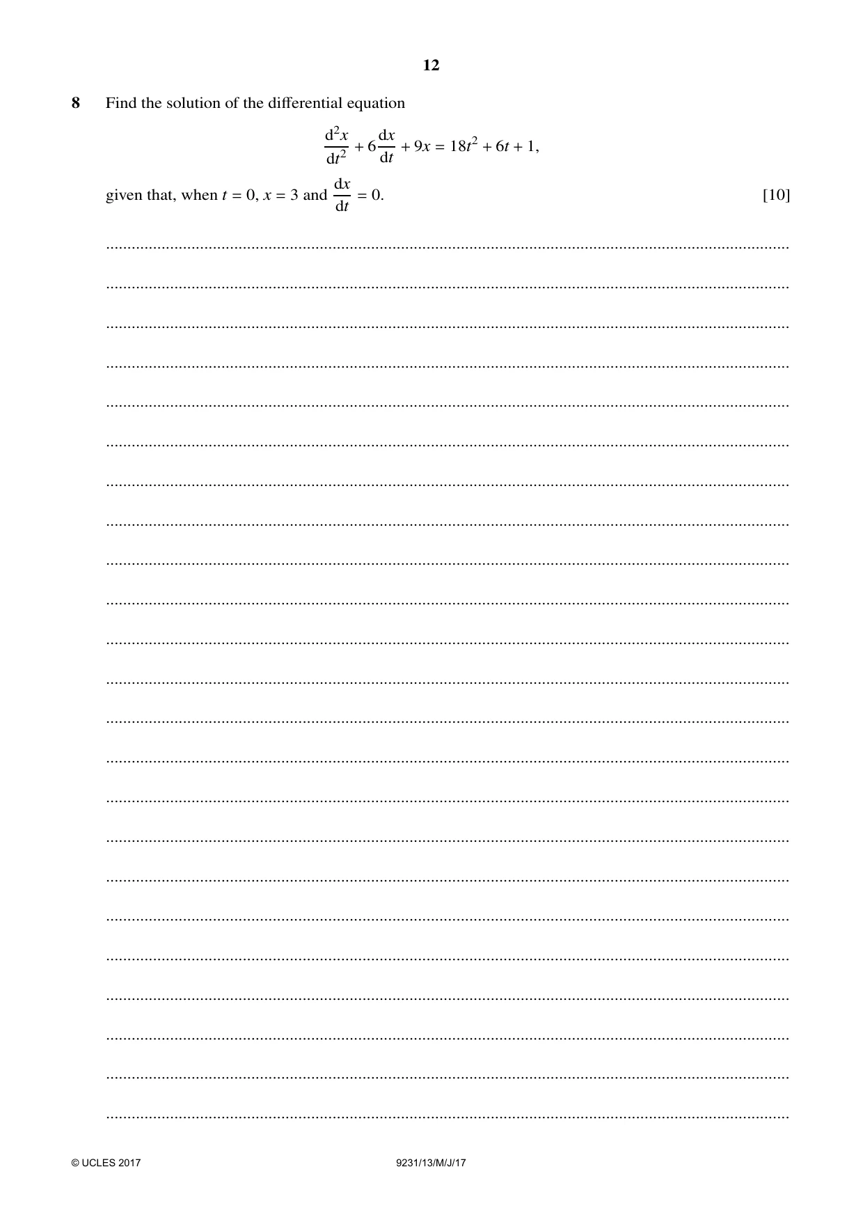 Cambridge A Level Mathematics - Further 9231 2017 May/June Paper 1 · Variant 3 question paper, page 12 of 24