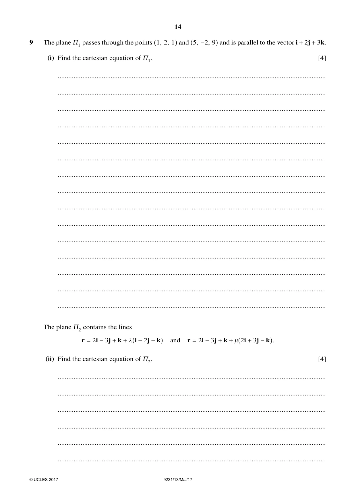 Cambridge A Level Mathematics - Further 9231 2017 May/June Paper 1 · Variant 3 question paper, page 14 of 24