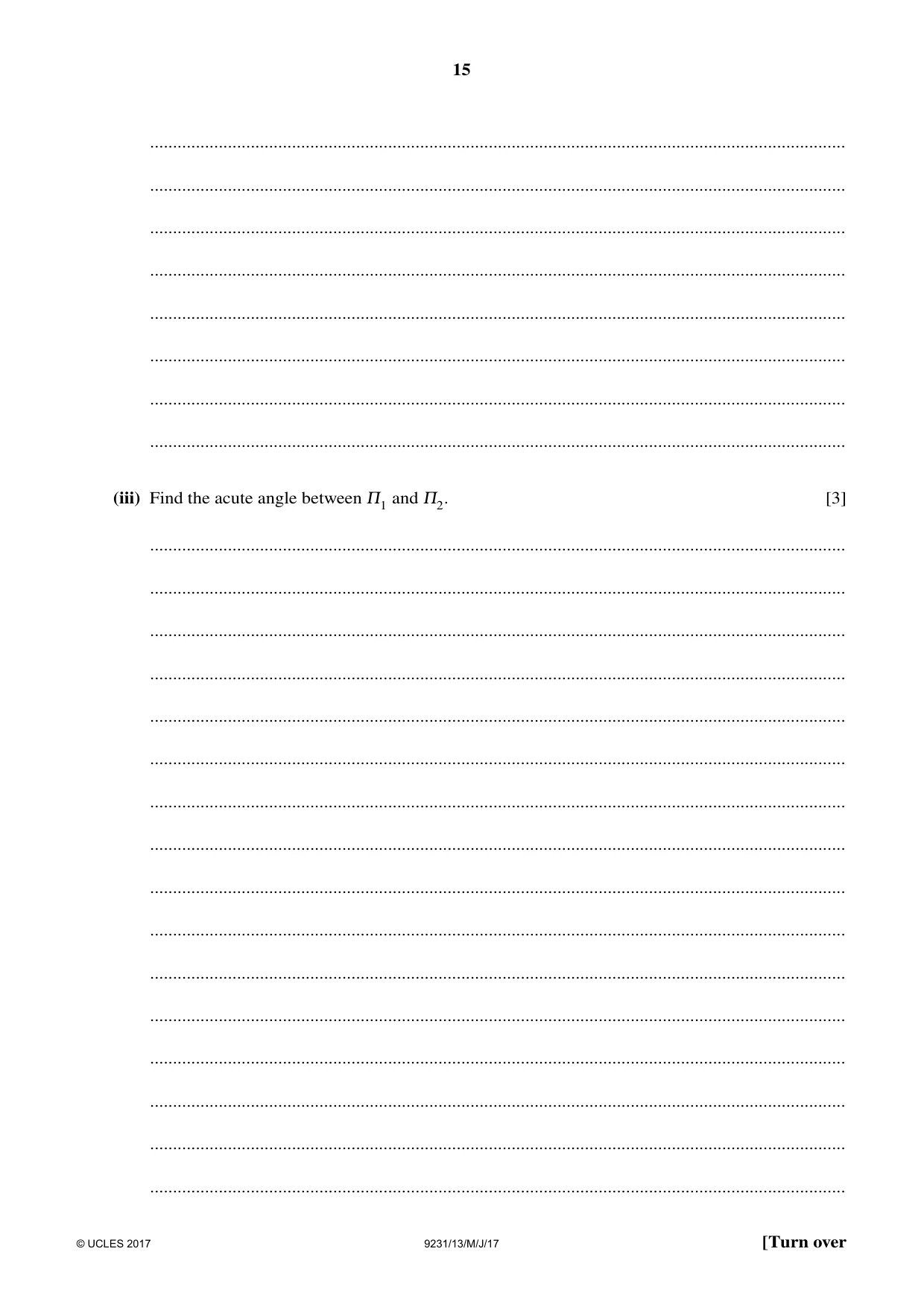 Cambridge A Level Mathematics - Further 9231 2017 May/June Paper 1 · Variant 3 question paper, page 15 of 24