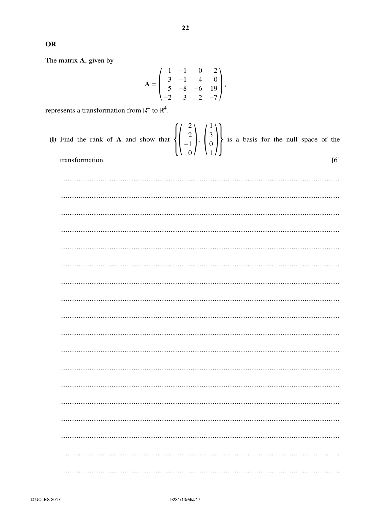 Cambridge A Level Mathematics - Further 9231 2017 May/June Paper 1 · Variant 3 question paper, page 22 of 24
