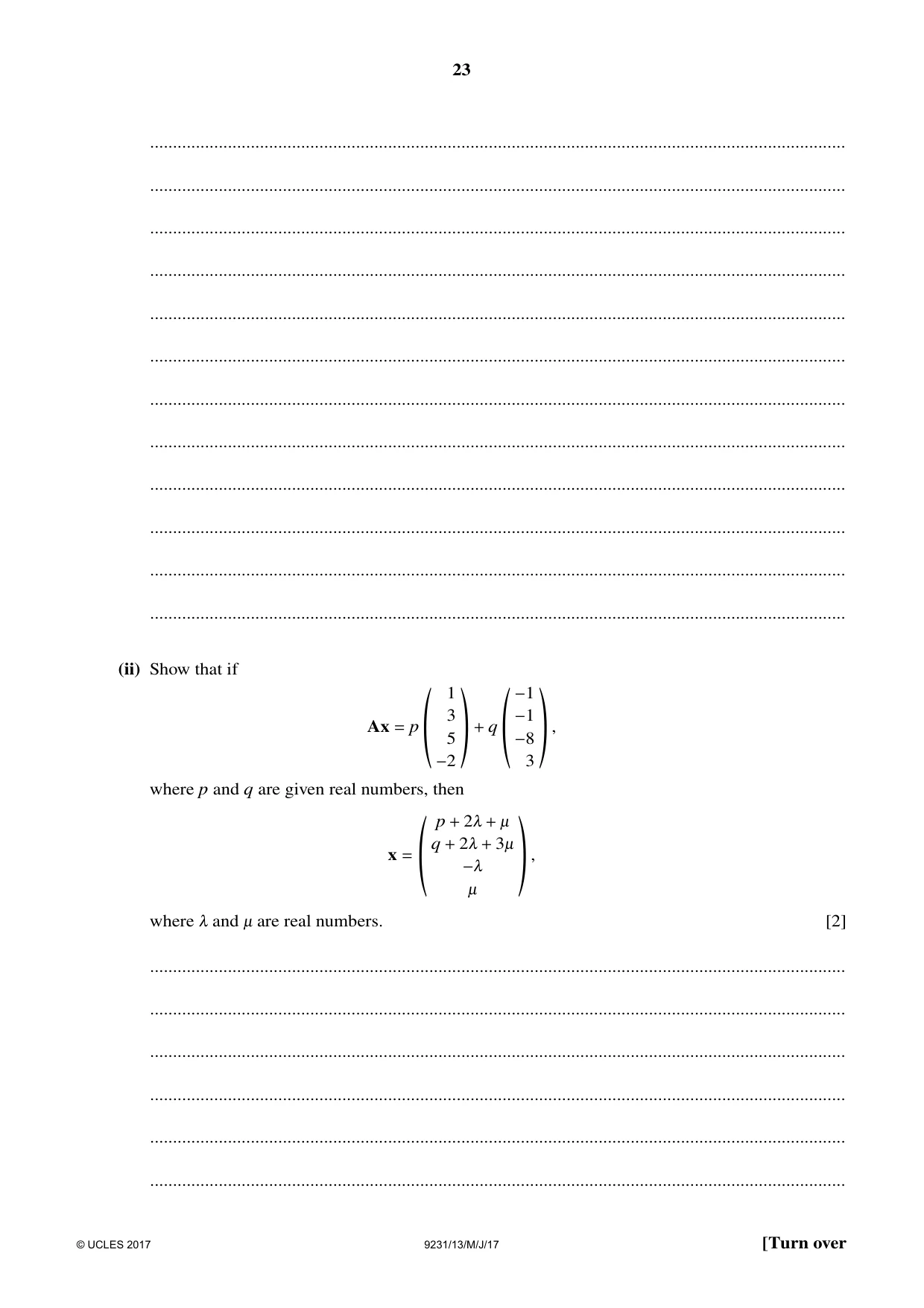Cambridge A Level Mathematics - Further 9231 2017 May/June Paper 1 · Variant 3 question paper, page 23 of 24