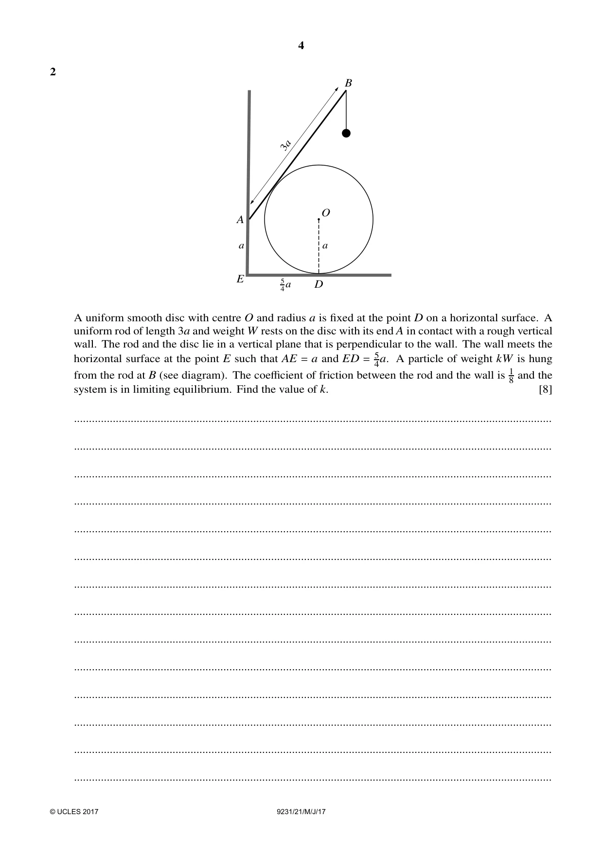 Cambridge A Level Mathematics - Further 9231 2017 May/June Paper 2 · Variant 1 question paper, page 4 of 28