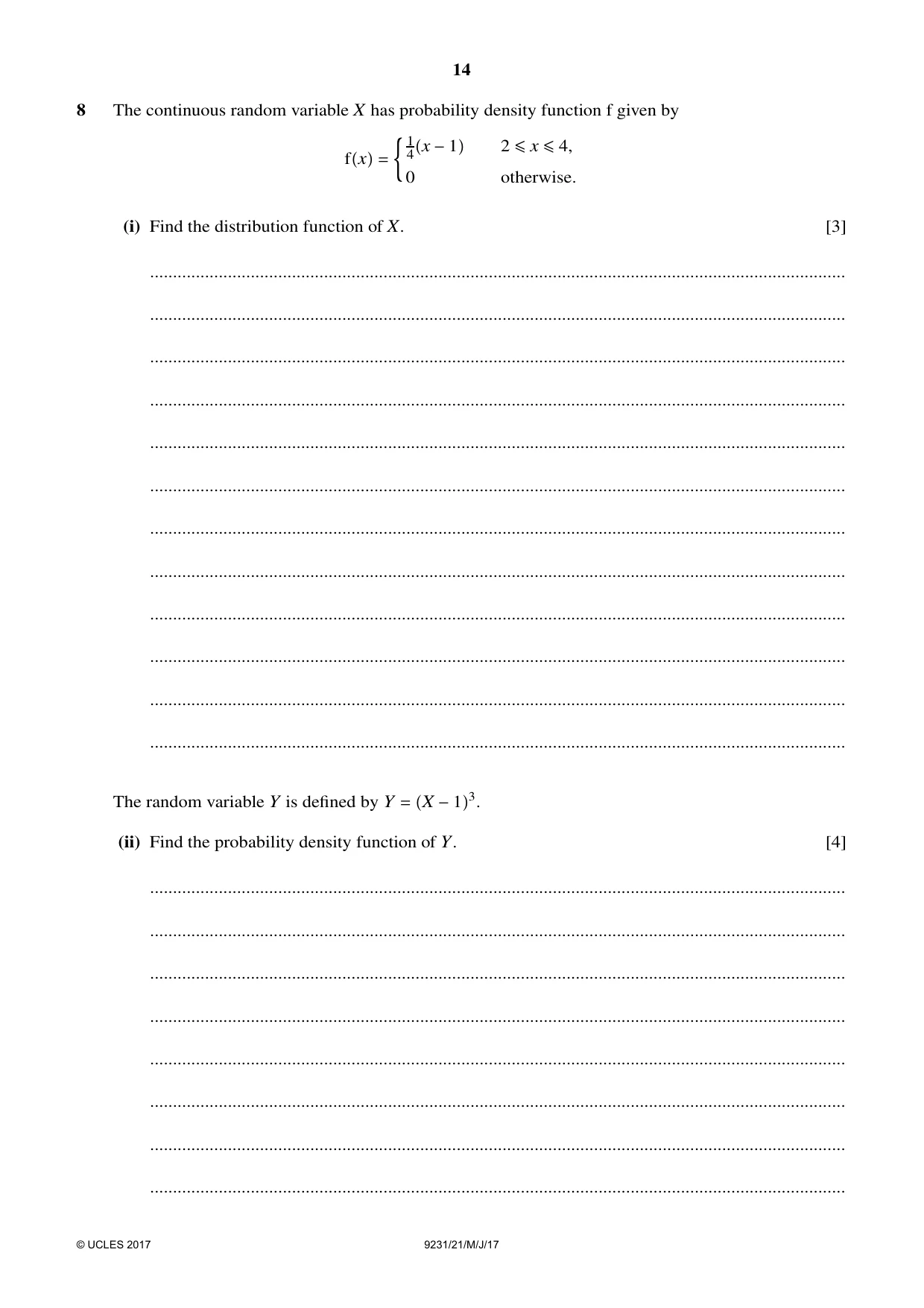 Cambridge A Level Mathematics - Further 9231 2017 May/June Paper 2 · Variant 1 question paper, page 14 of 28