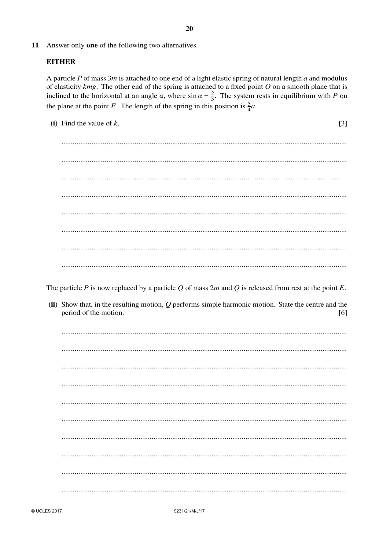 Cambridge A Level Mathematics - Further 9231 2017 May/June Paper 2 · Variant 1 question paper, page 20 of 28