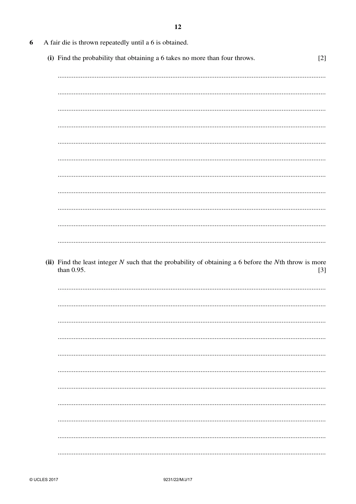 Cambridge A Level Mathematics - Further 9231 2017 May/June Paper 2 · Variant 2 question paper, page 12 of 28