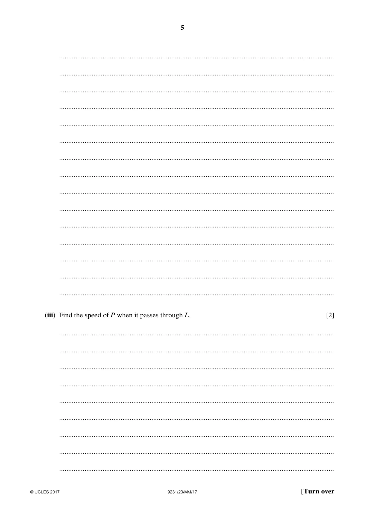 Cambridge A Level Mathematics - Further 9231 2017 May/June Paper 2 · Variant 3 question paper, page 5 of 24