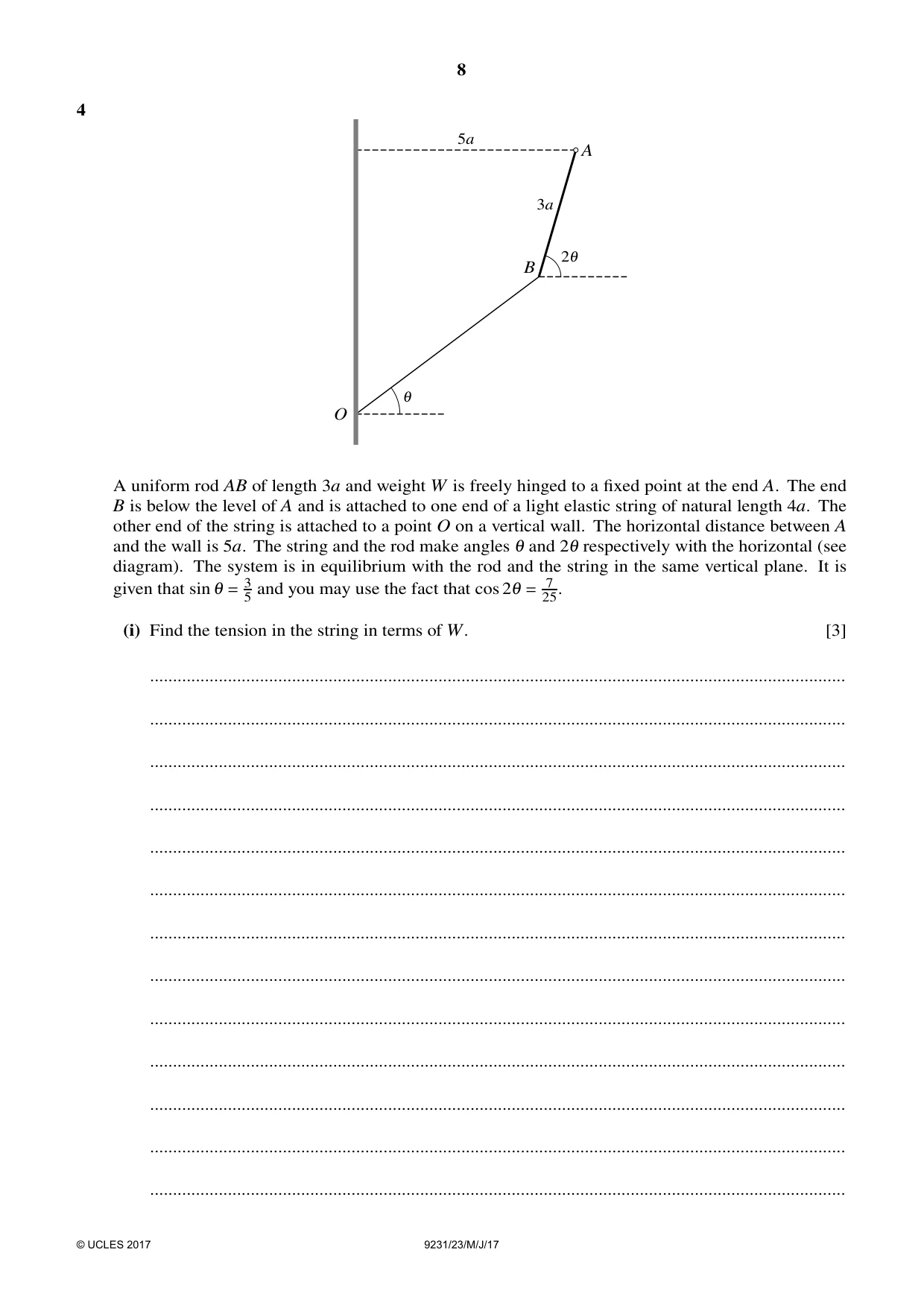 Cambridge A Level Mathematics - Further 9231 2017 May/June Paper 2 · Variant 3 question paper, page 8 of 24