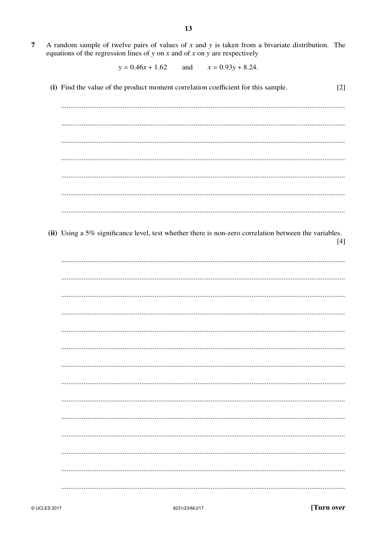 Cambridge A Level Mathematics - Further 9231 2017 May/June Paper 2 · Variant 3 question paper, page 13 of 24