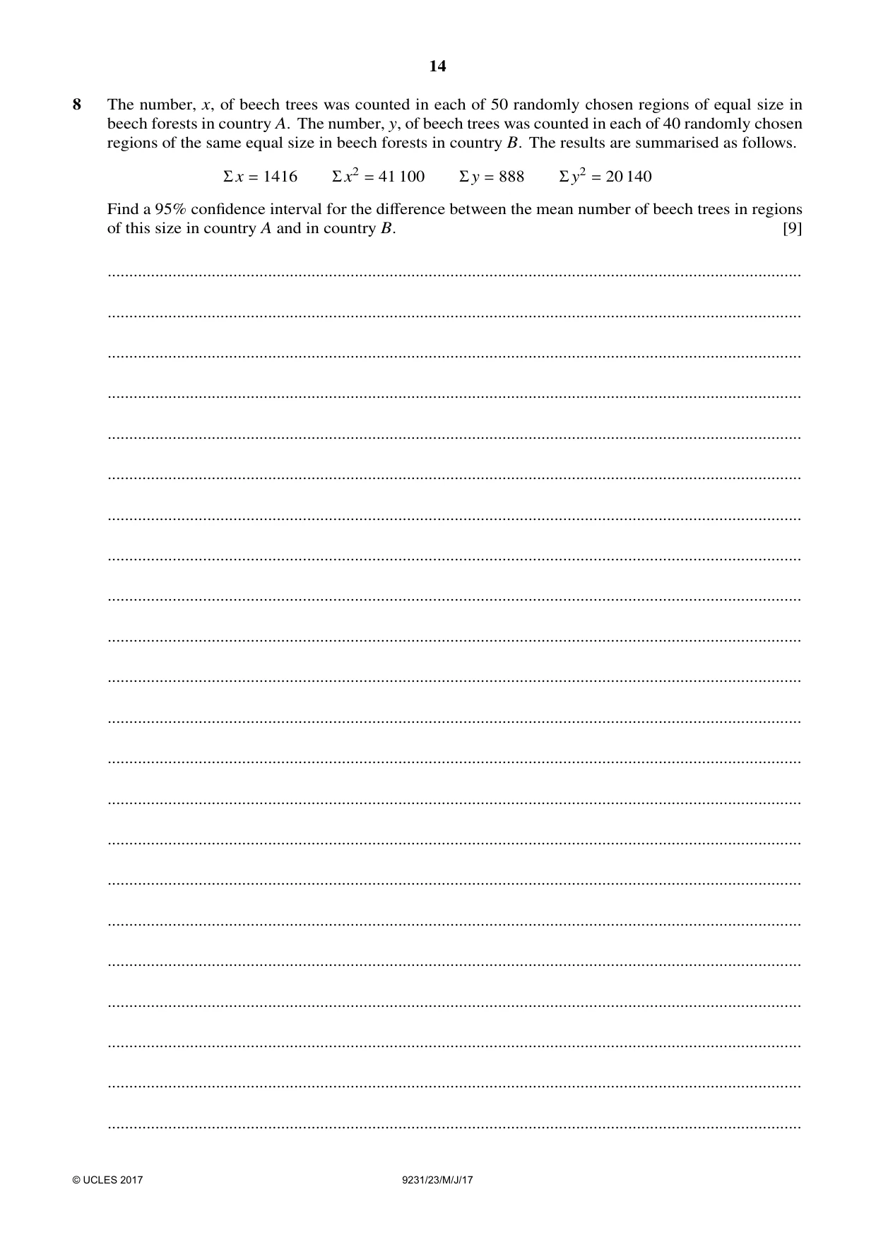 Cambridge A Level Mathematics - Further 9231 2017 May/June Paper 2 · Variant 3 question paper, page 14 of 24