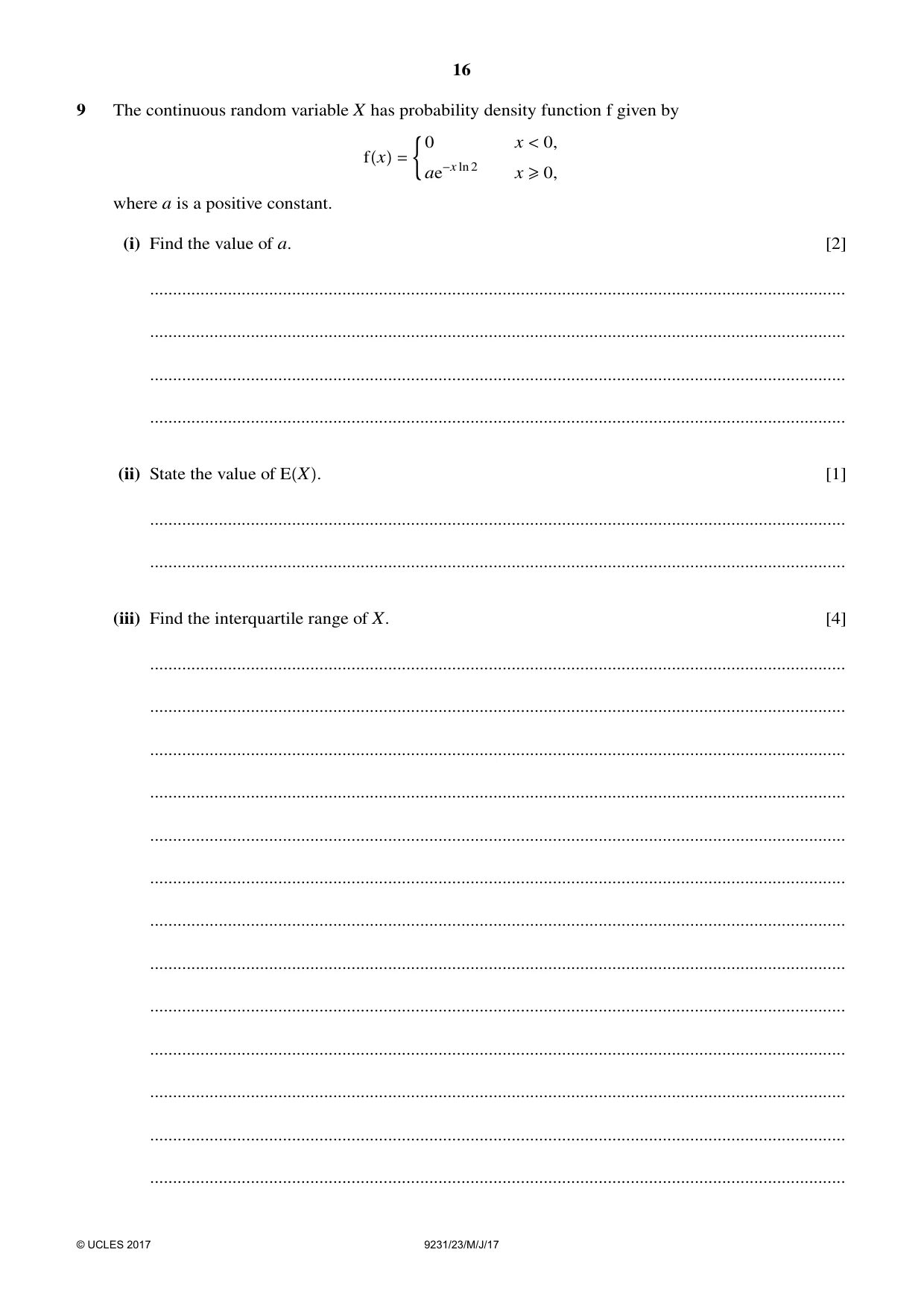 Cambridge A Level Mathematics - Further 9231 2017 May/June Paper 2 · Variant 3 question paper, page 16 of 24