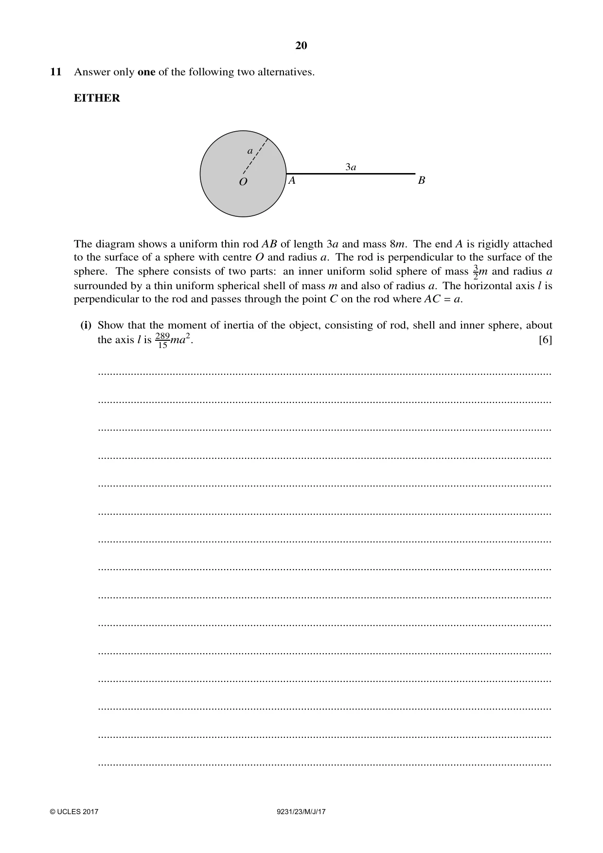 Cambridge A Level Mathematics - Further 9231 2017 May/June Paper 2 · Variant 3 question paper, page 20 of 24