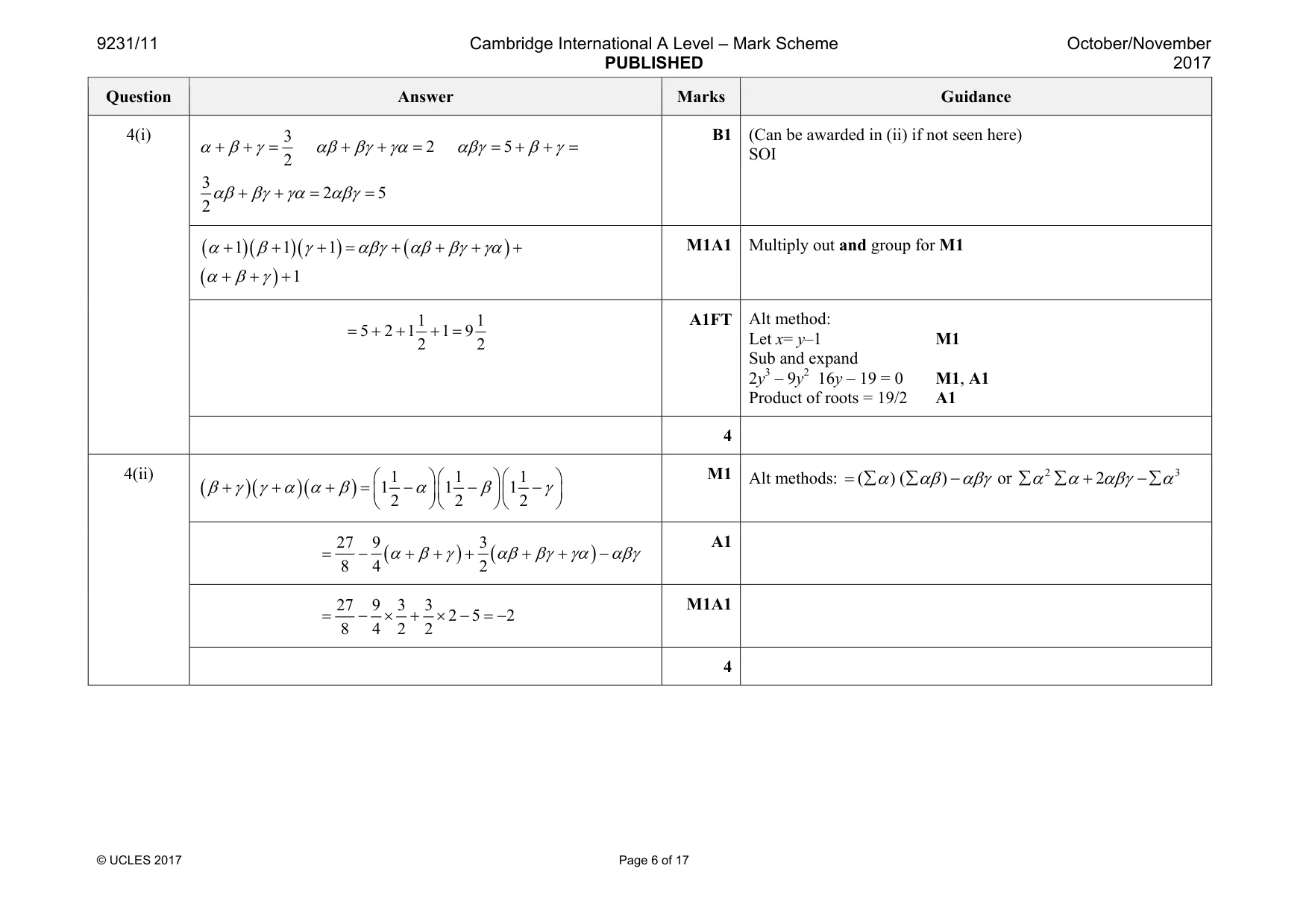 Mark scheme, page 6 of 17