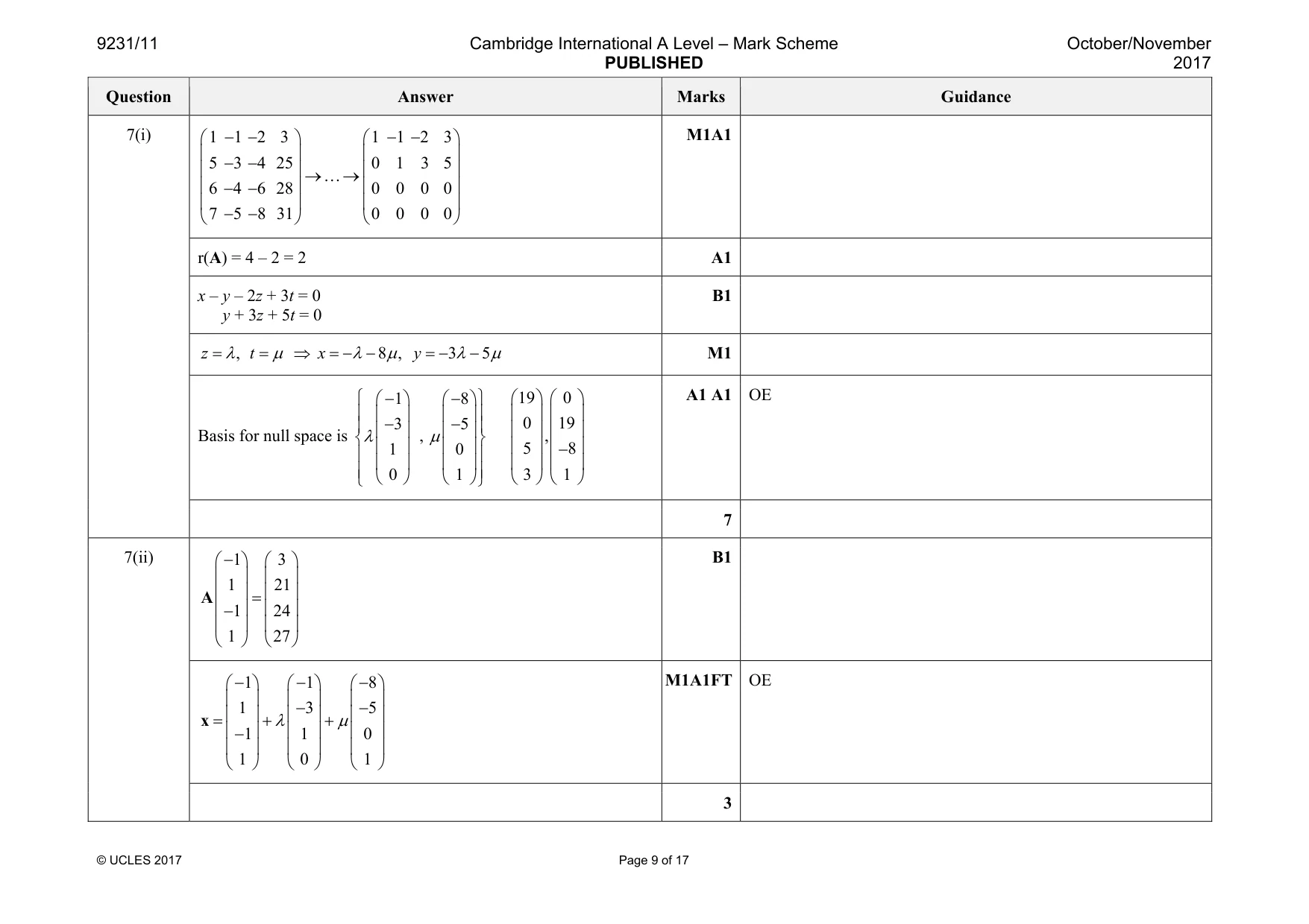 Mark scheme, page 9 of 17