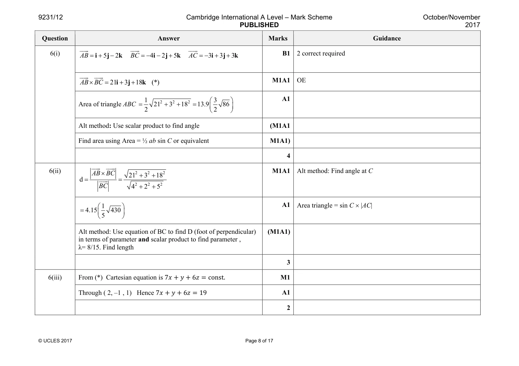 Mark scheme, page 8 of 17