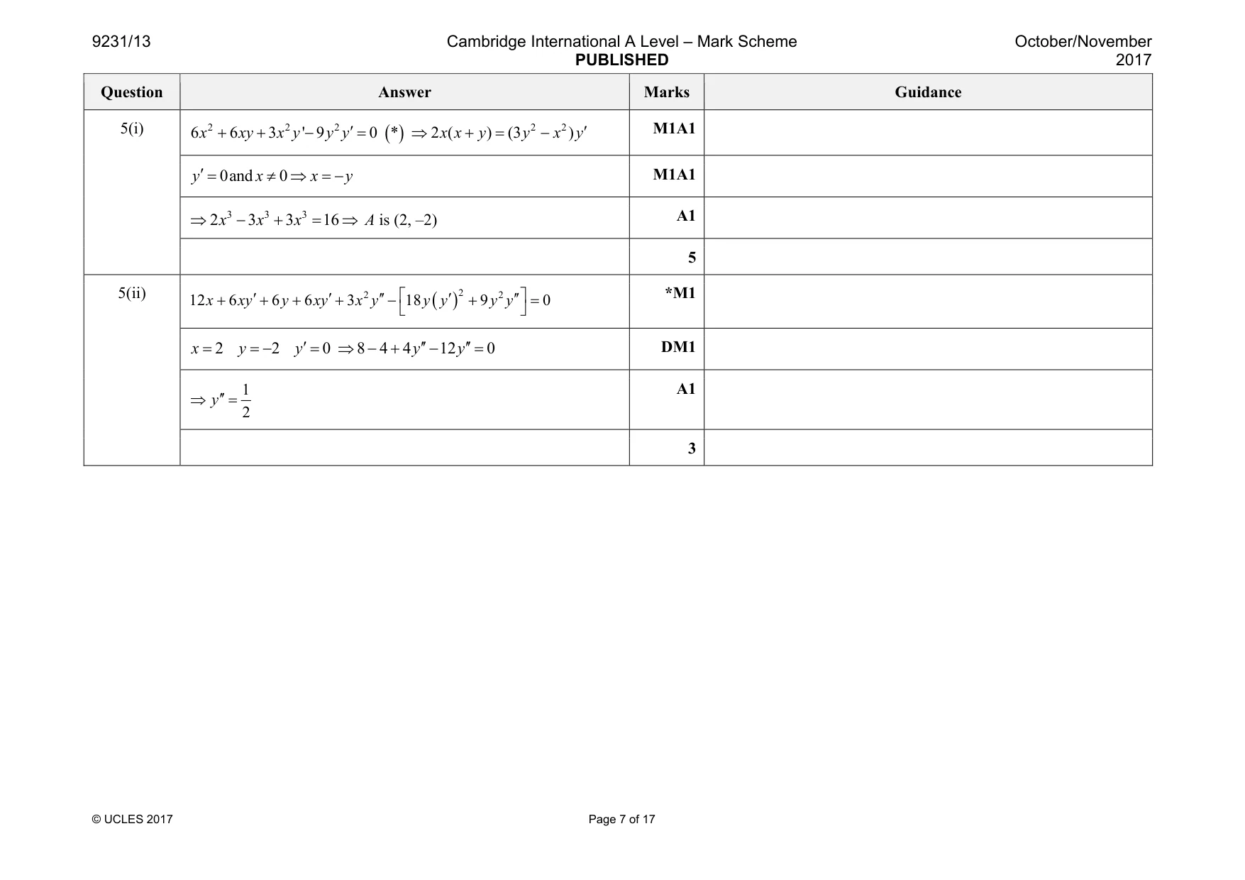 Mark scheme, page 7 of 17