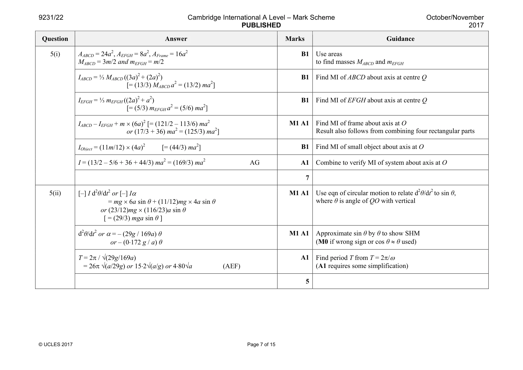 Mark scheme, page 7 of 15
