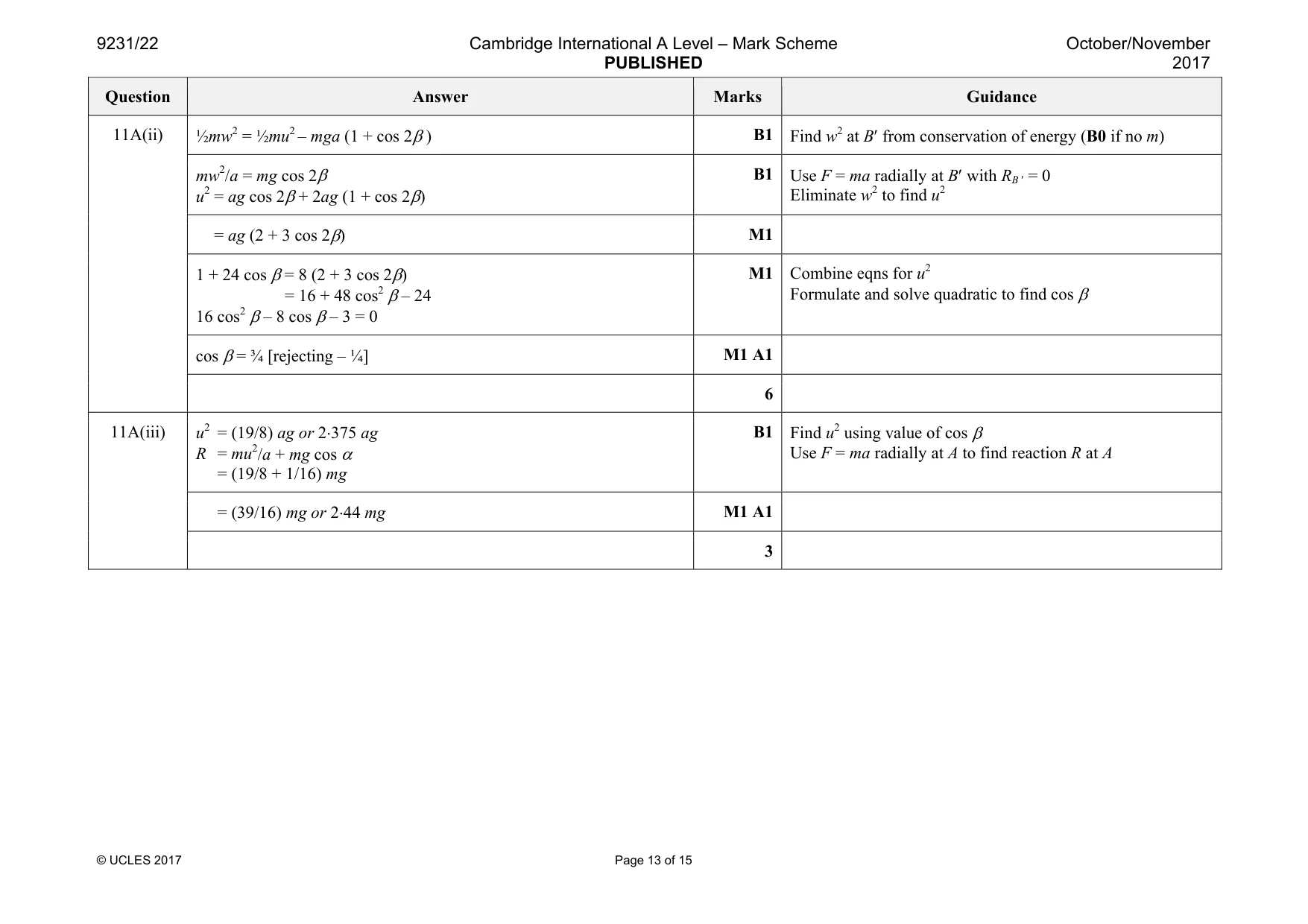 Mark scheme, page 13 of 15