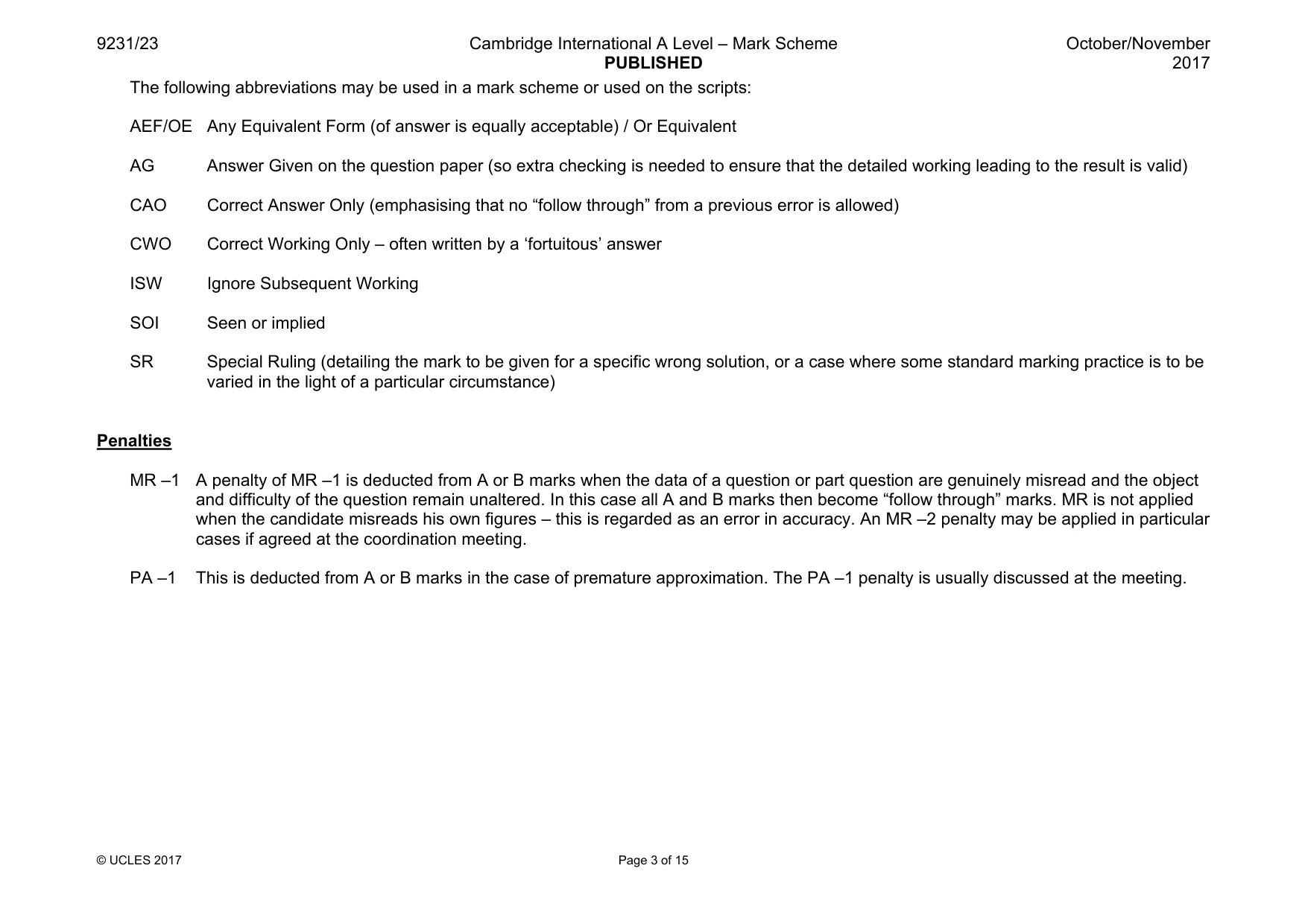 Mark scheme, page 3 of 15