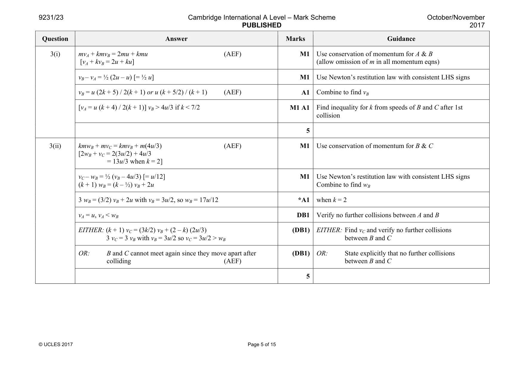 Mark scheme, page 5 of 15