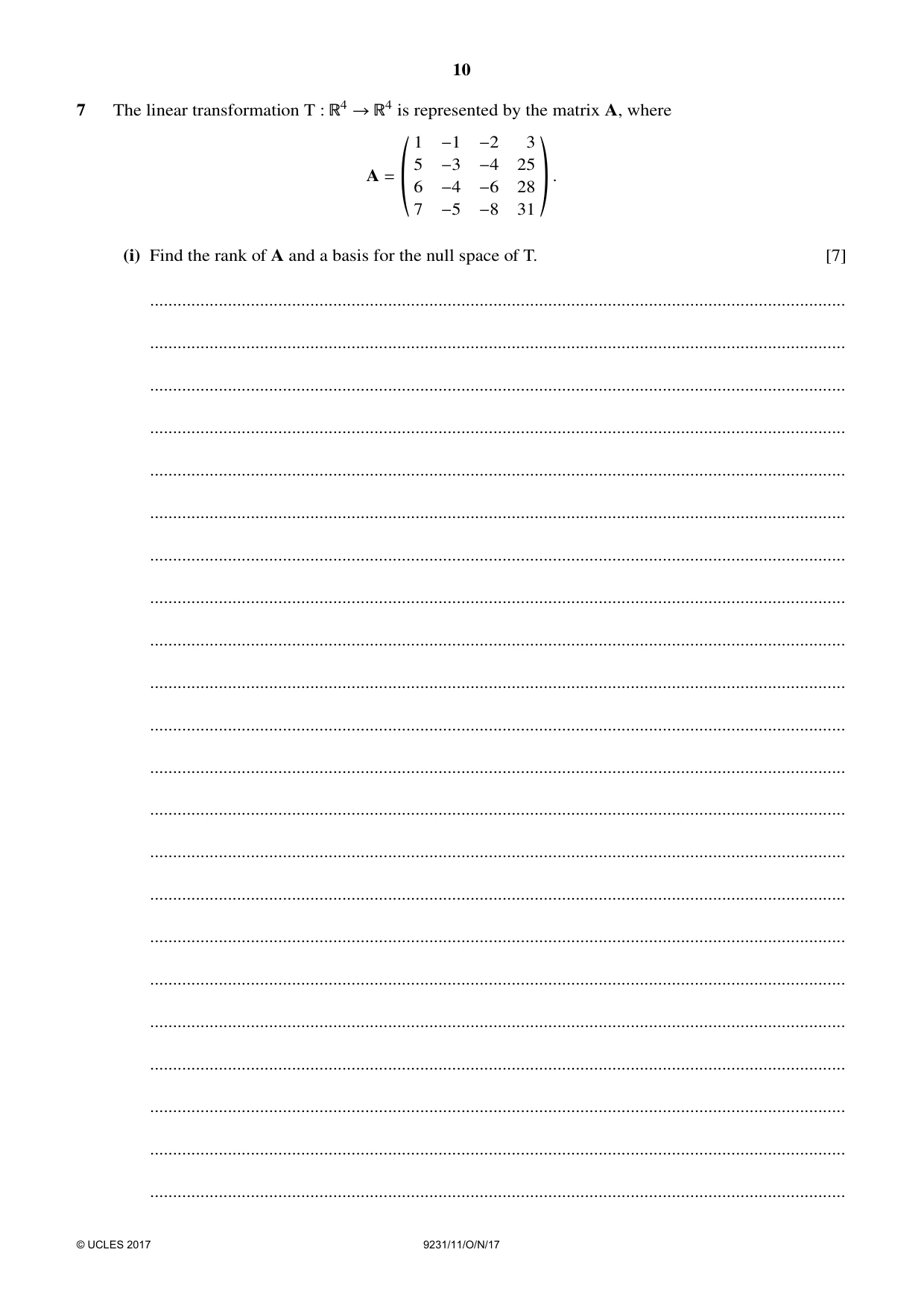 Cambridge A Level Mathematics - Further 9231 2017 Oct/Nov Paper 1 · Variant 1 question paper, page 10 of 24
