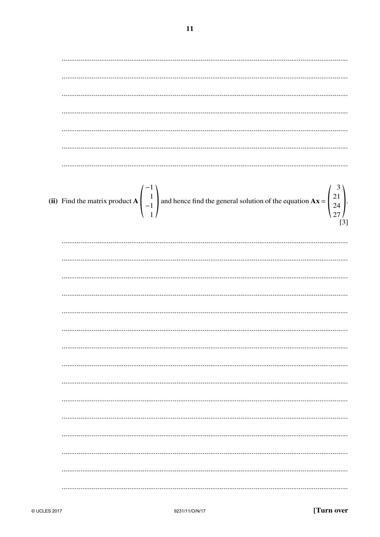 Cambridge A Level Mathematics - Further 9231 2017 Oct/Nov Paper 1 · Variant 1 question paper, page 11 of 24