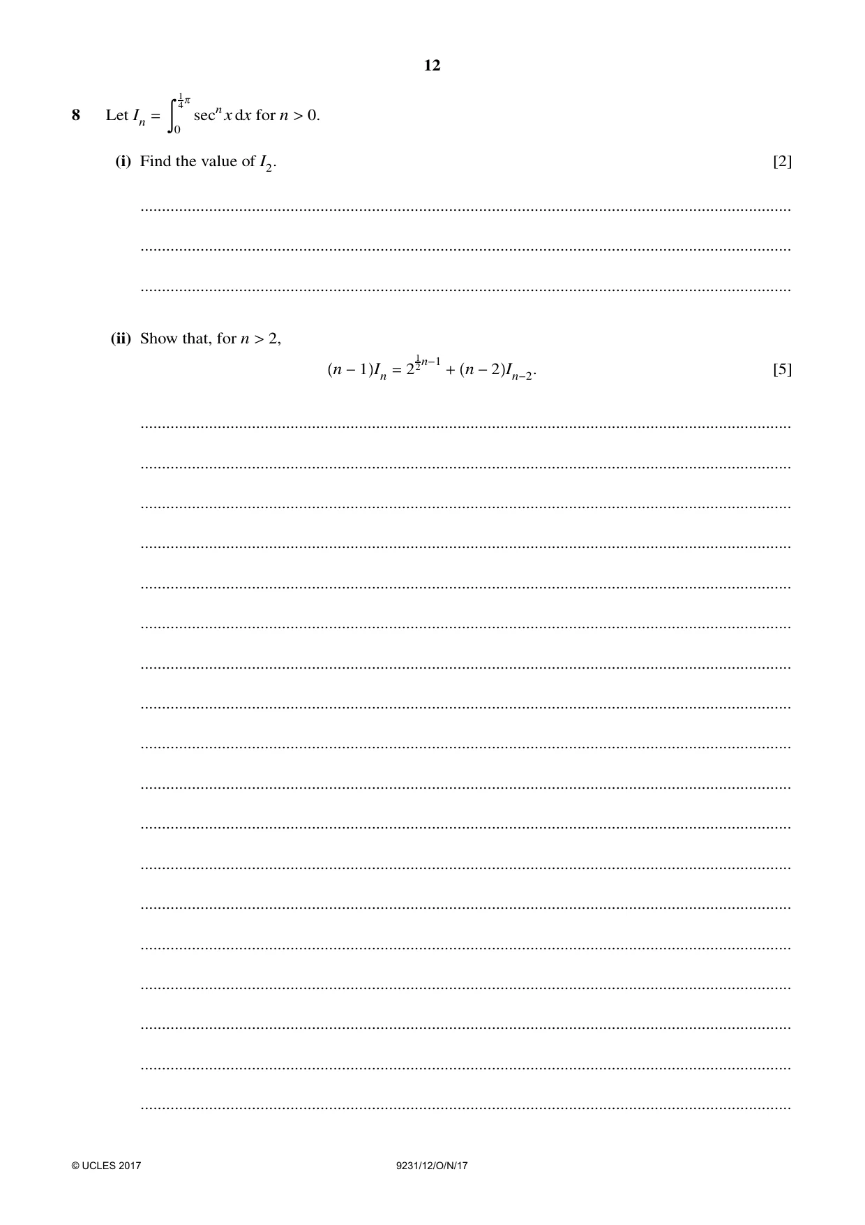 Cambridge A Level Mathematics - Further 9231 2017 Oct/Nov Paper 1 · Variant 2 question paper, page 12 of 24