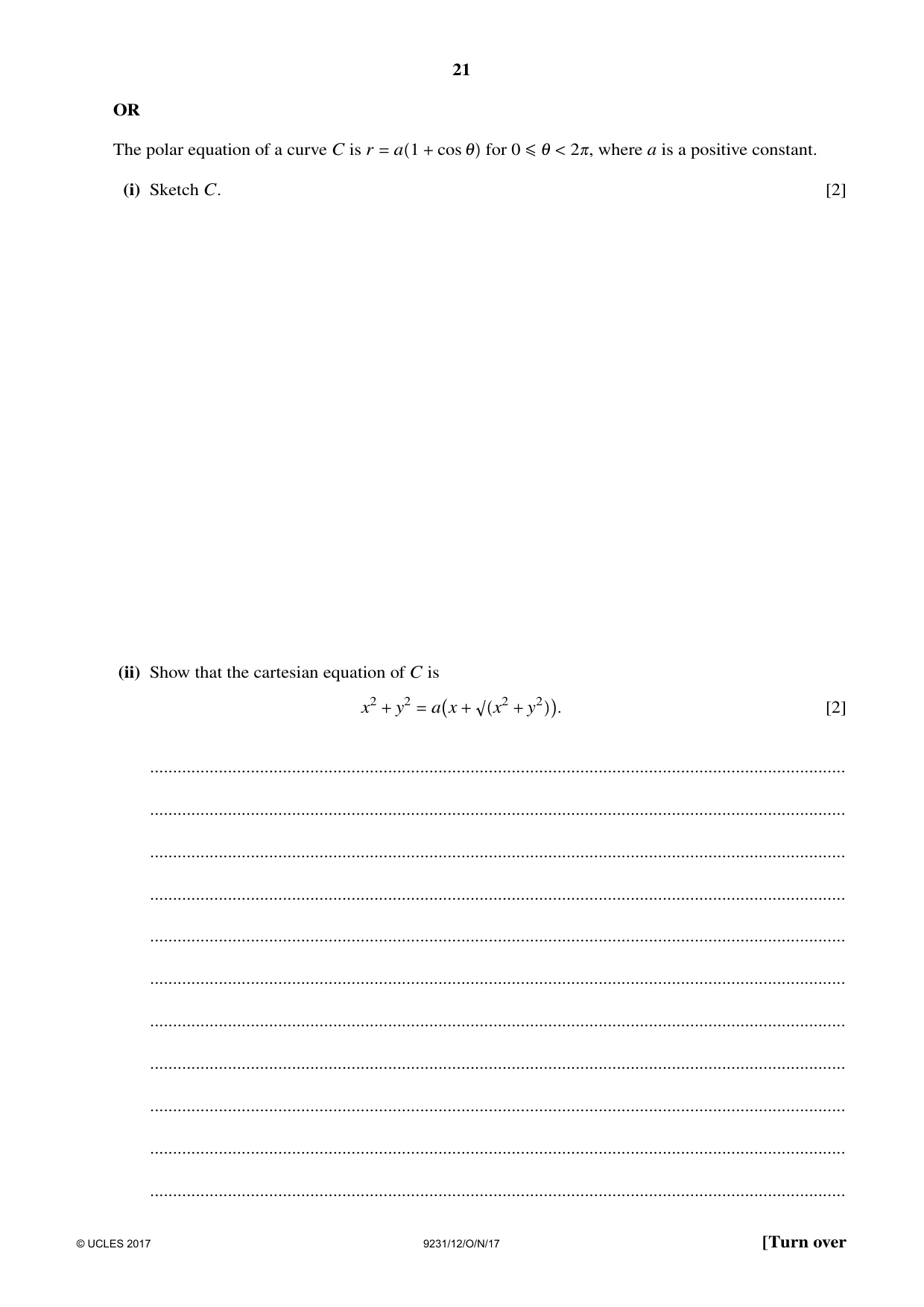 Cambridge A Level Mathematics - Further 9231 2017 Oct/Nov Paper 1 · Variant 2 question paper, page 21 of 24