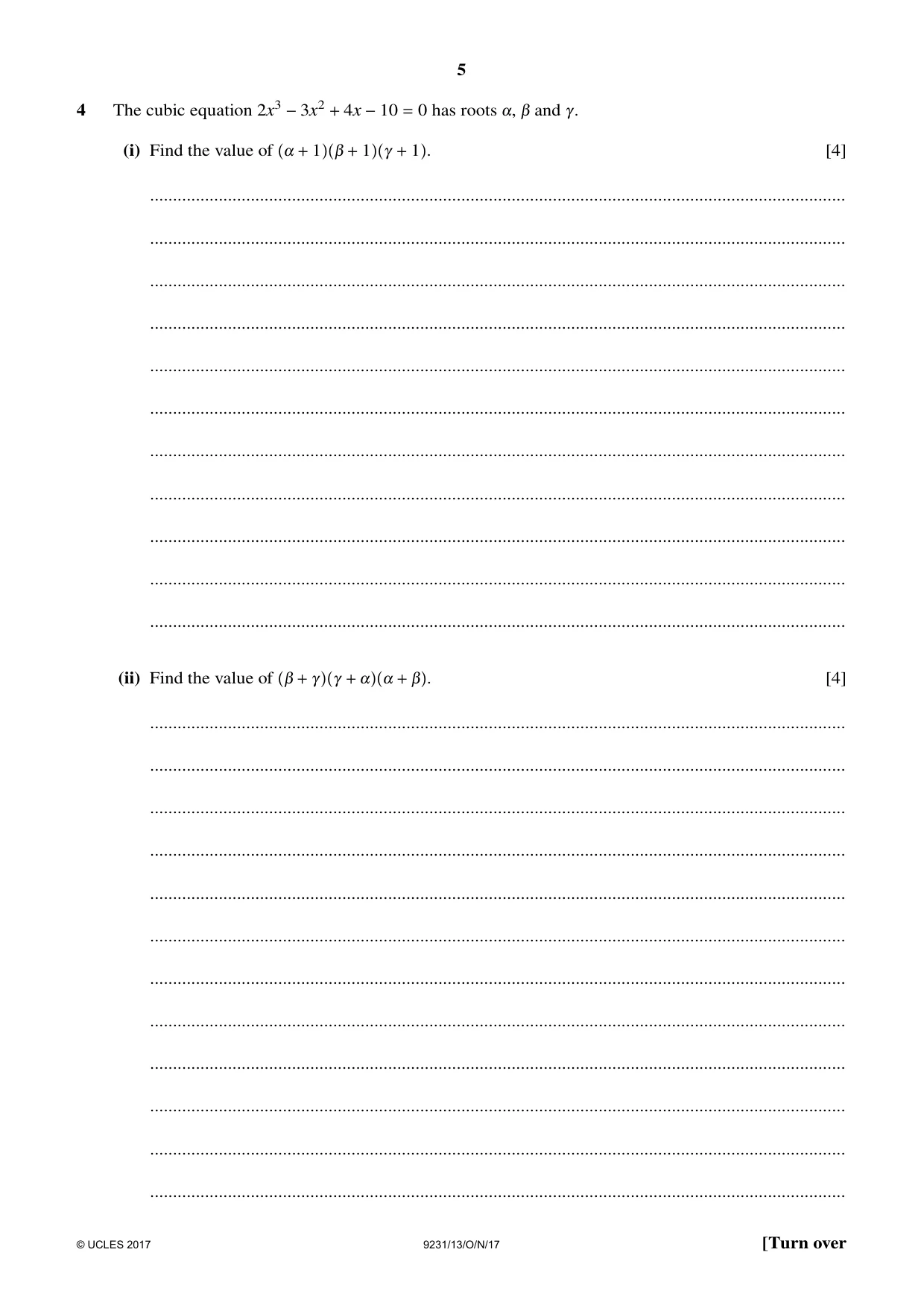 Cambridge A Level Mathematics - Further 9231 2017 Oct/Nov Paper 1 · Variant 3 question paper, page 5 of 24
