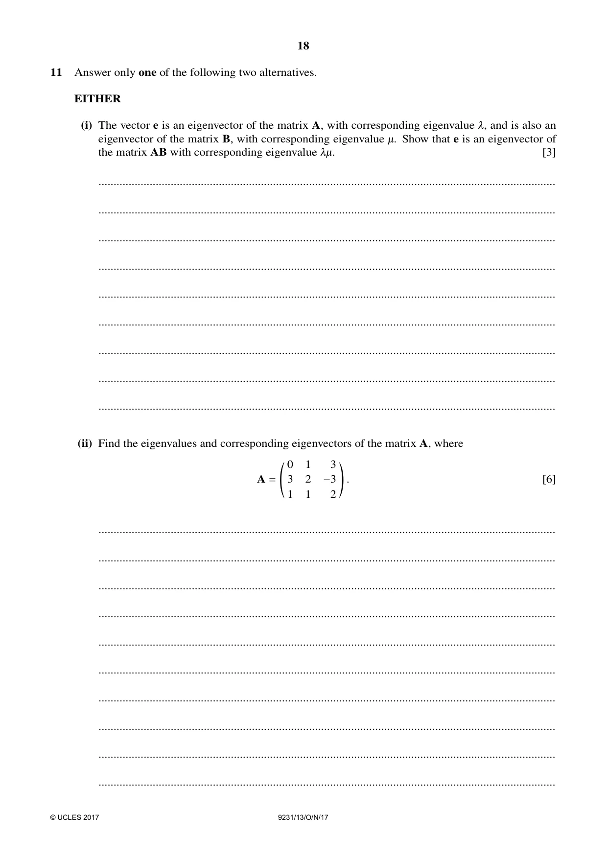 Cambridge A Level Mathematics - Further 9231 2017 Oct/Nov Paper 1 · Variant 3 question paper, page 18 of 24