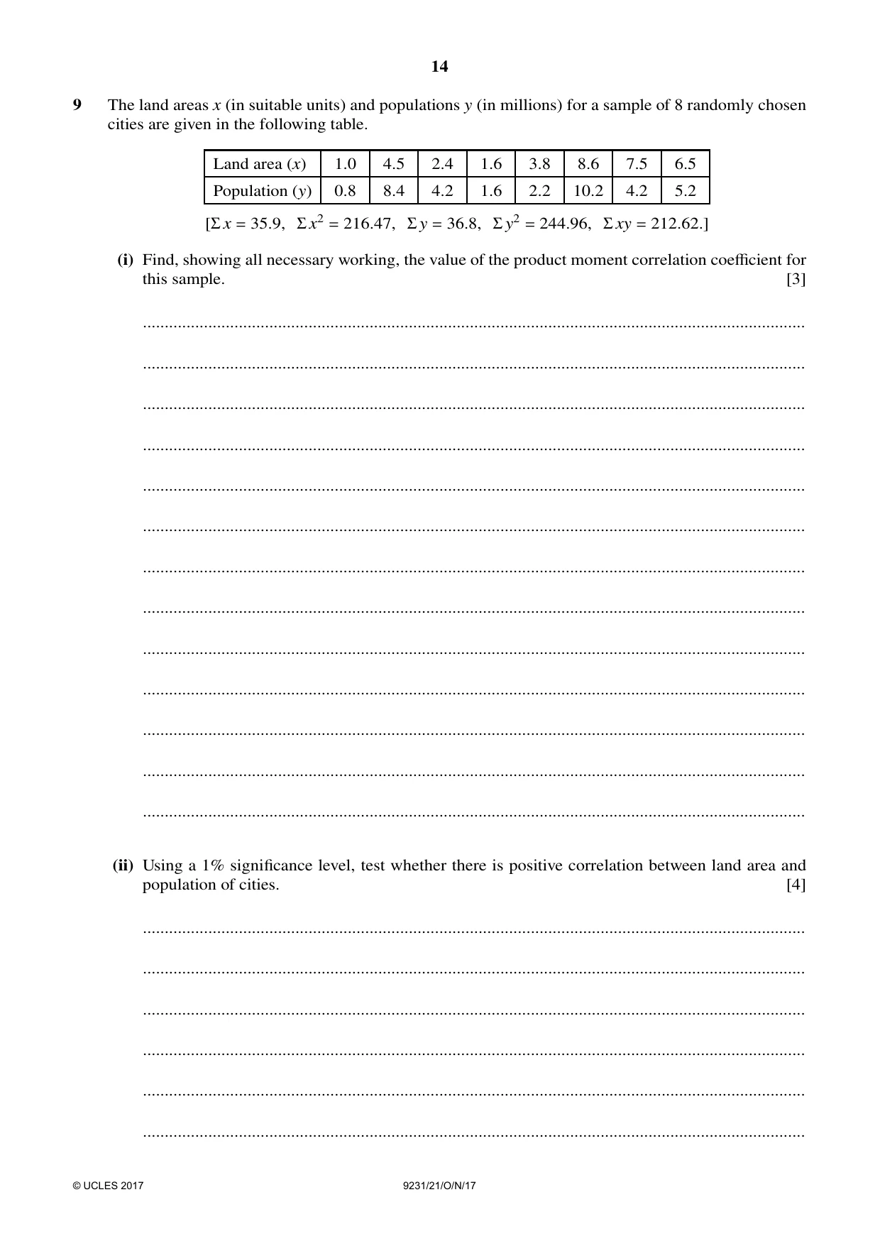 Cambridge A Level Mathematics - Further 9231 2017 Oct/Nov Paper 2 · Variant 1 question paper, page 14 of 24