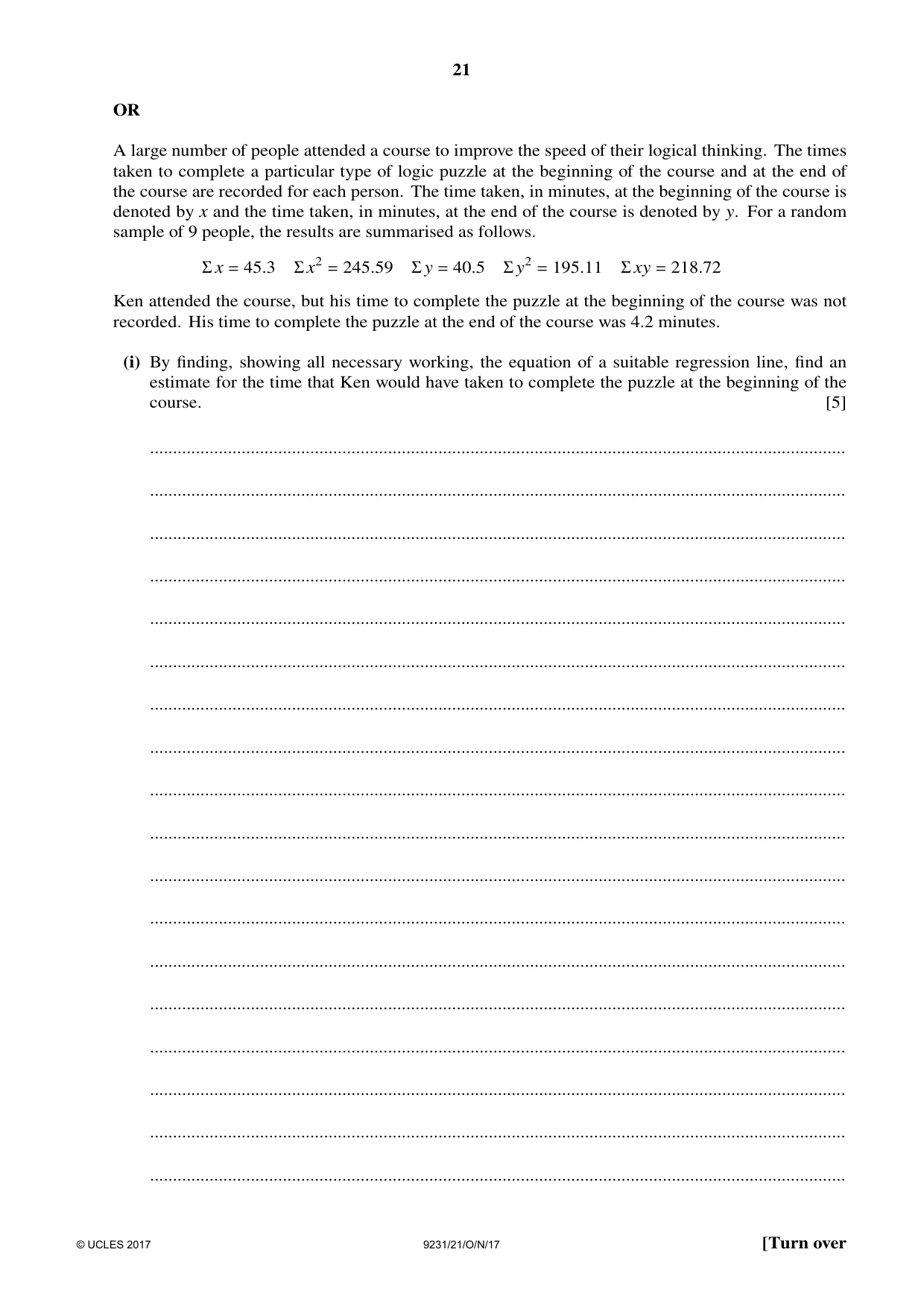 Cambridge A Level Mathematics - Further 9231 2017 Oct/Nov Paper 2 · Variant 1 question paper, page 21 of 24