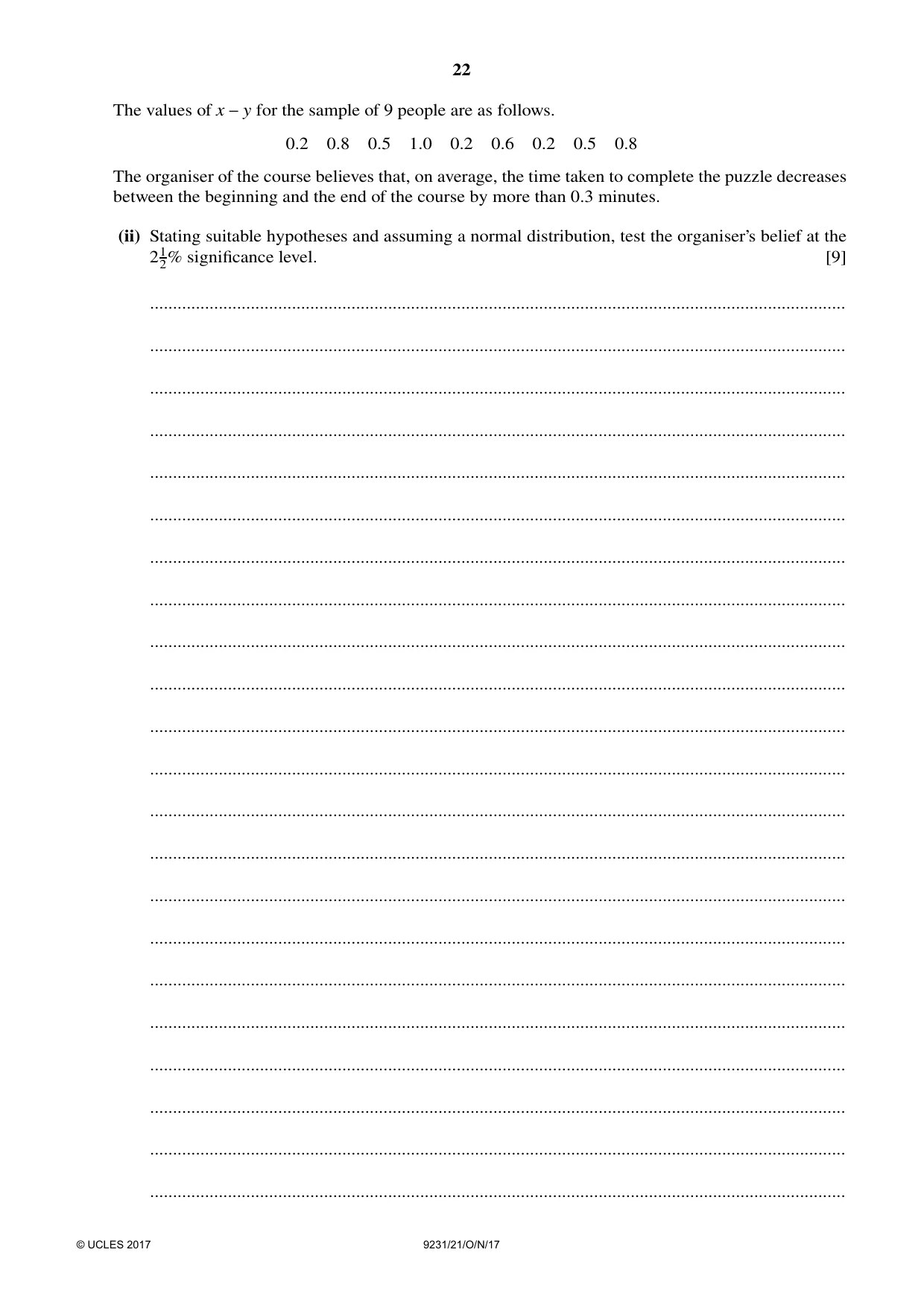 Cambridge A Level Mathematics - Further 9231 2017 Oct/Nov Paper 2 · Variant 1 question paper, page 22 of 24
