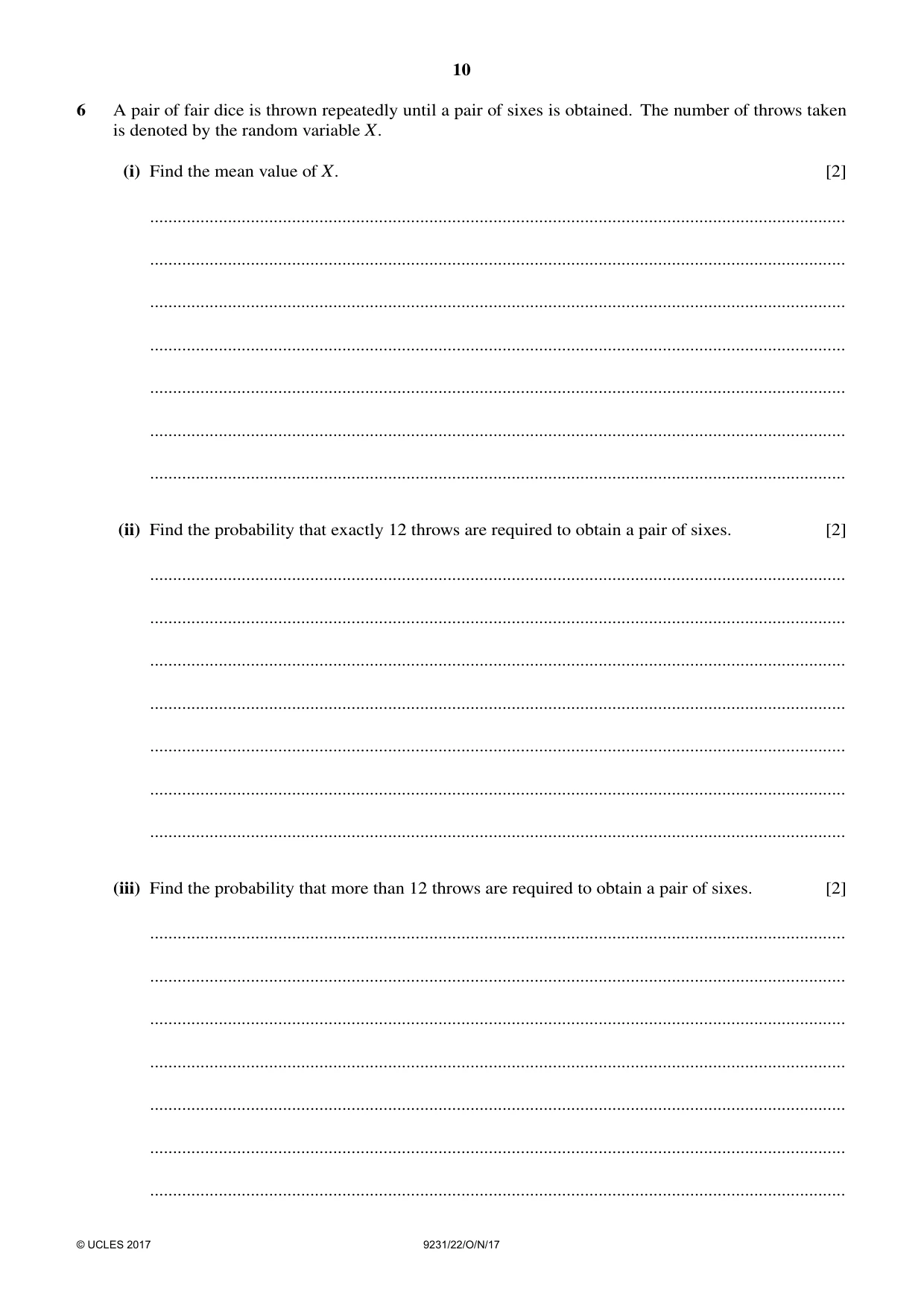 Cambridge A Level Mathematics - Further 9231 2017 Oct/Nov Paper 2 · Variant 2 question paper, page 10 of 24