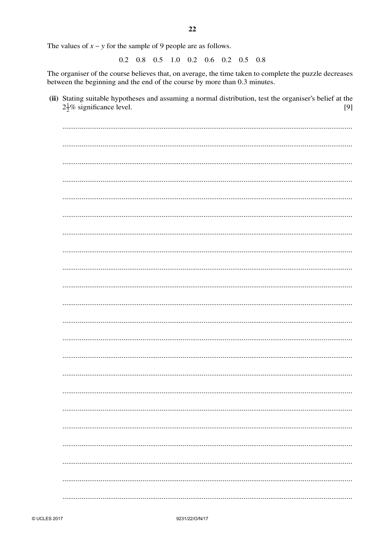 Cambridge A Level Mathematics - Further 9231 2017 Oct/Nov Paper 2 · Variant 2 question paper, page 22 of 24