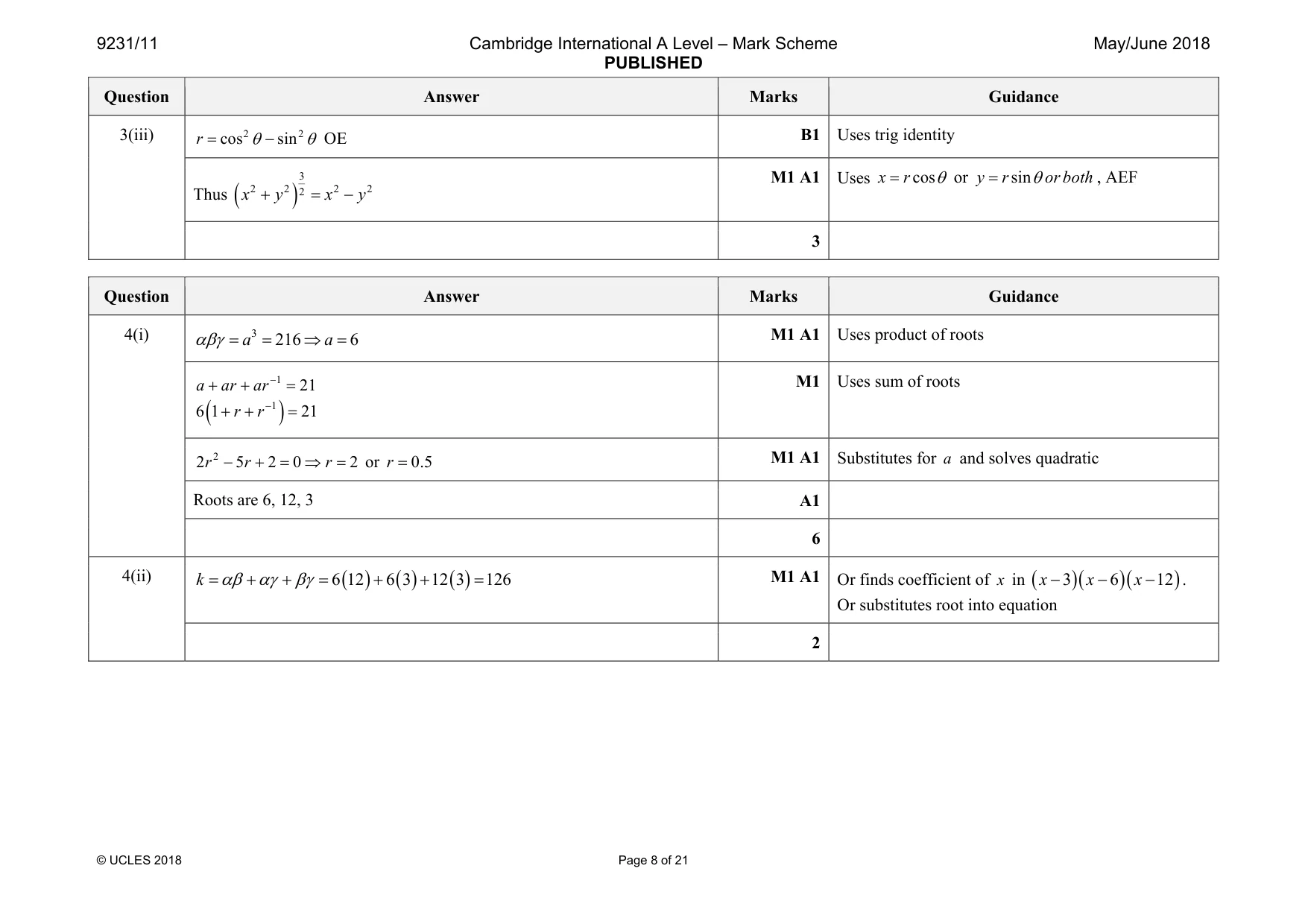 Mark scheme, page 8 of 21