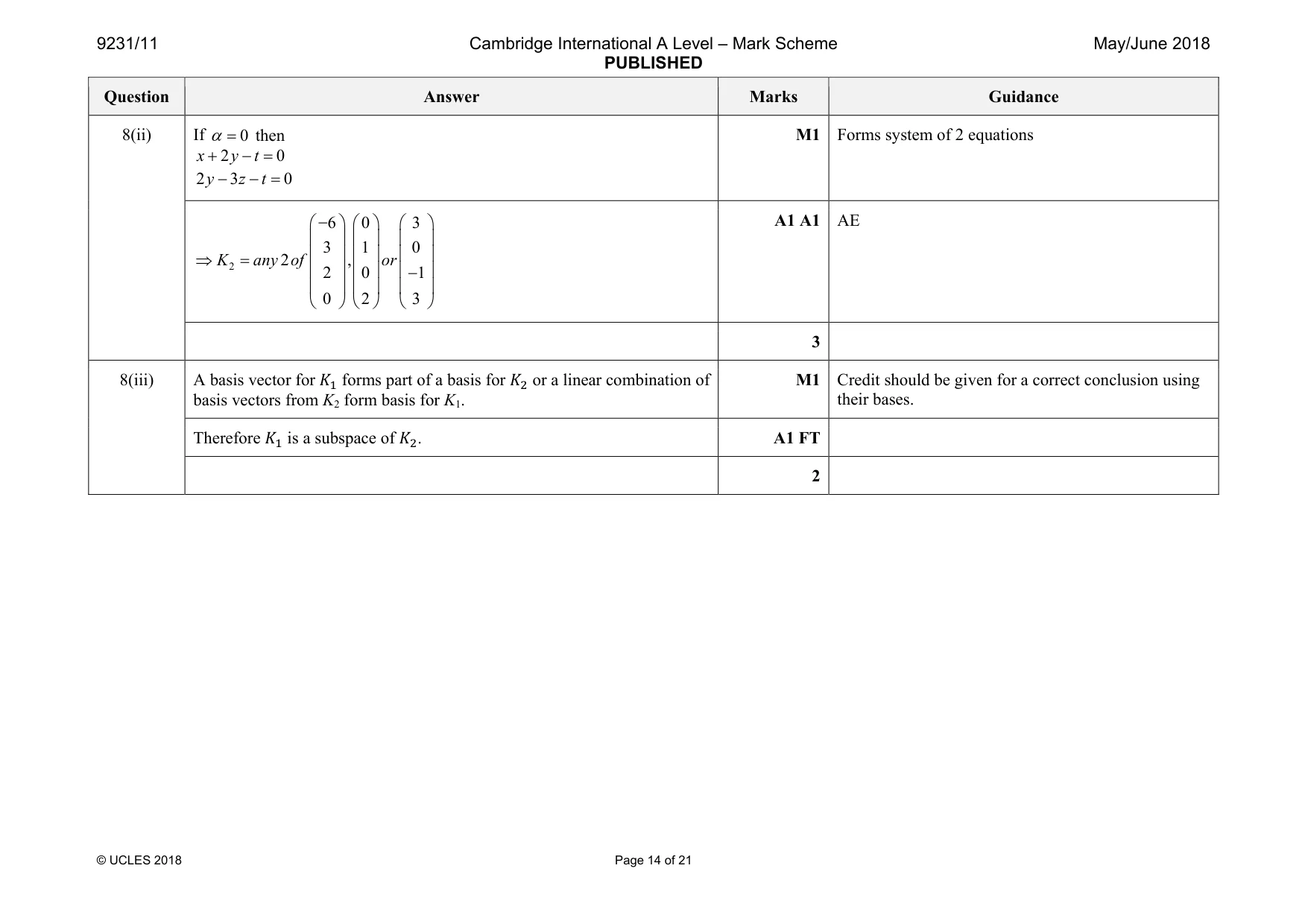 Mark scheme, page 14 of 21