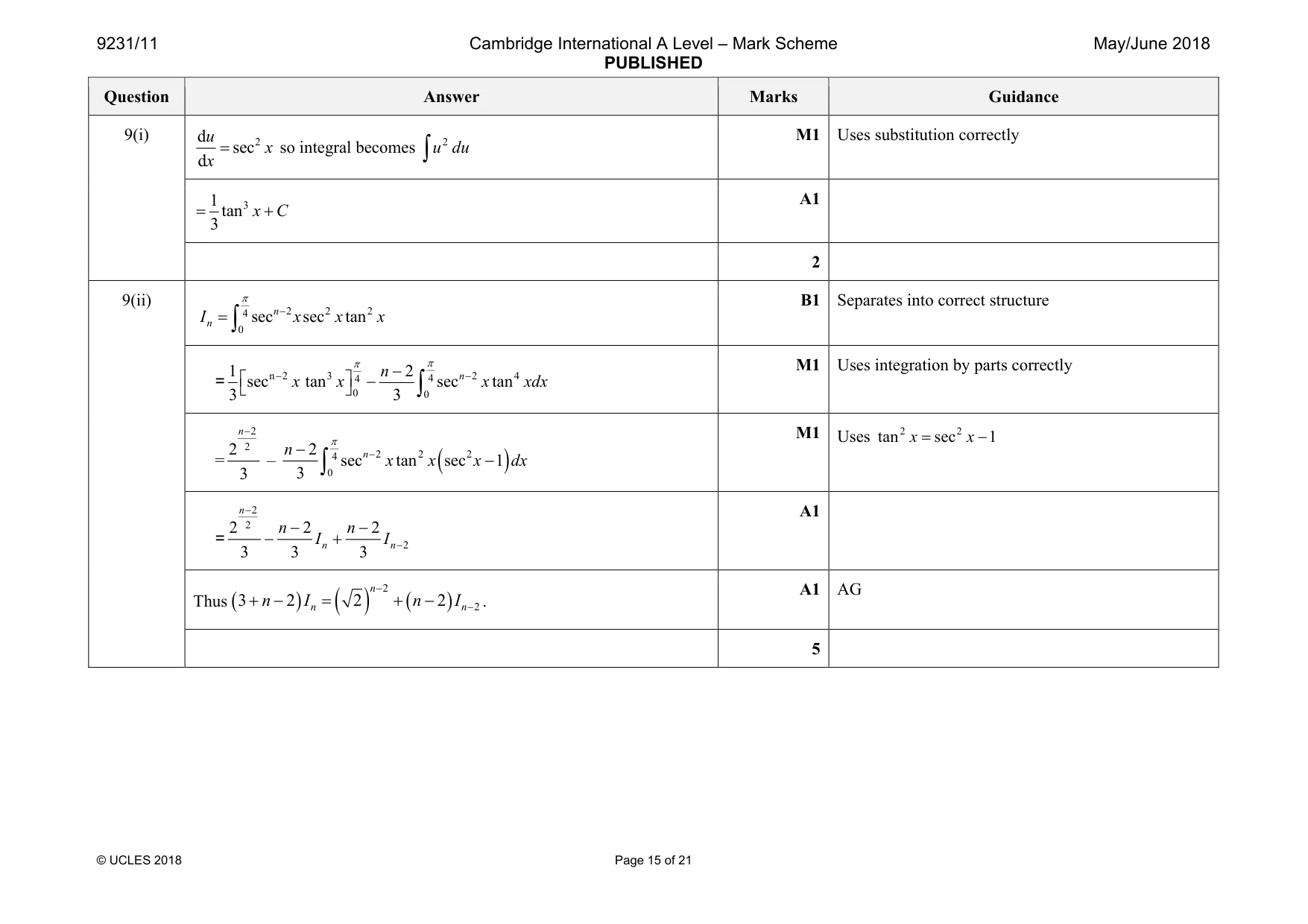 Mark scheme, page 15 of 21