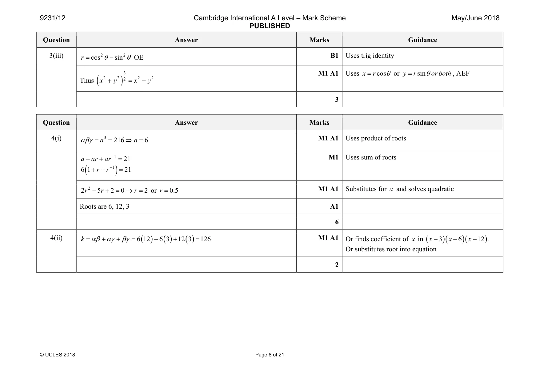 Mark scheme, page 8 of 21