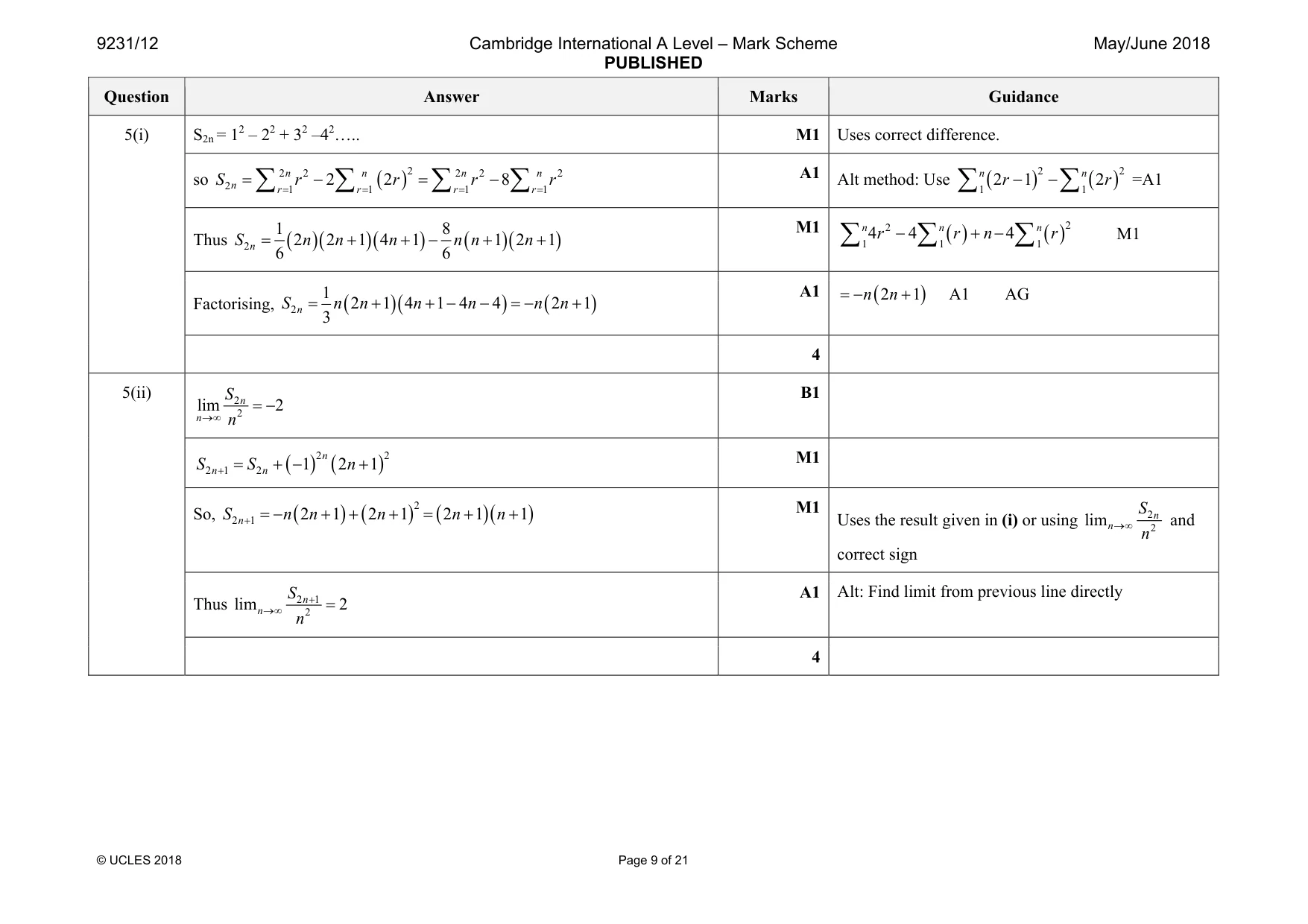 Mark scheme, page 9 of 21