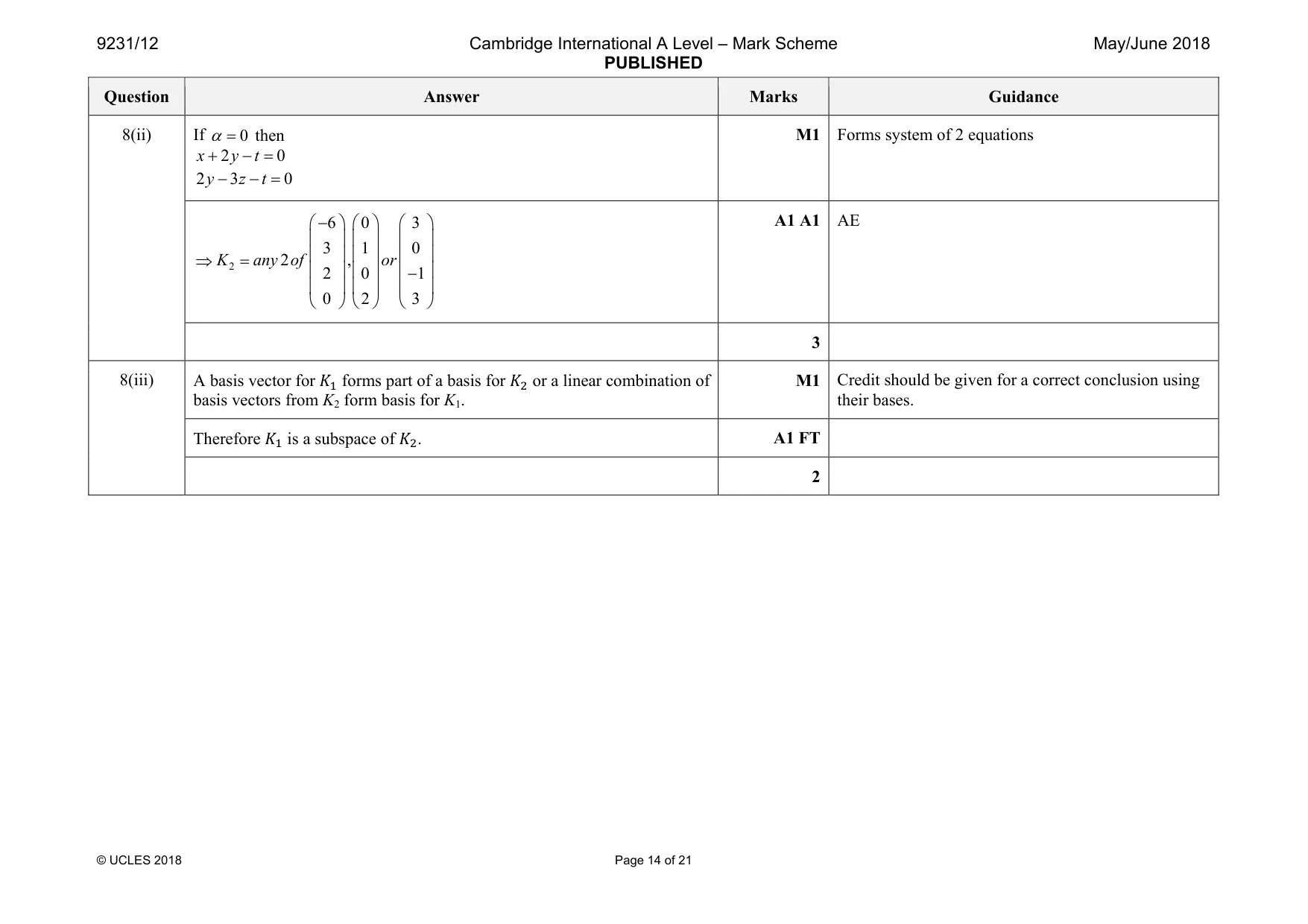 Mark scheme, page 14 of 21