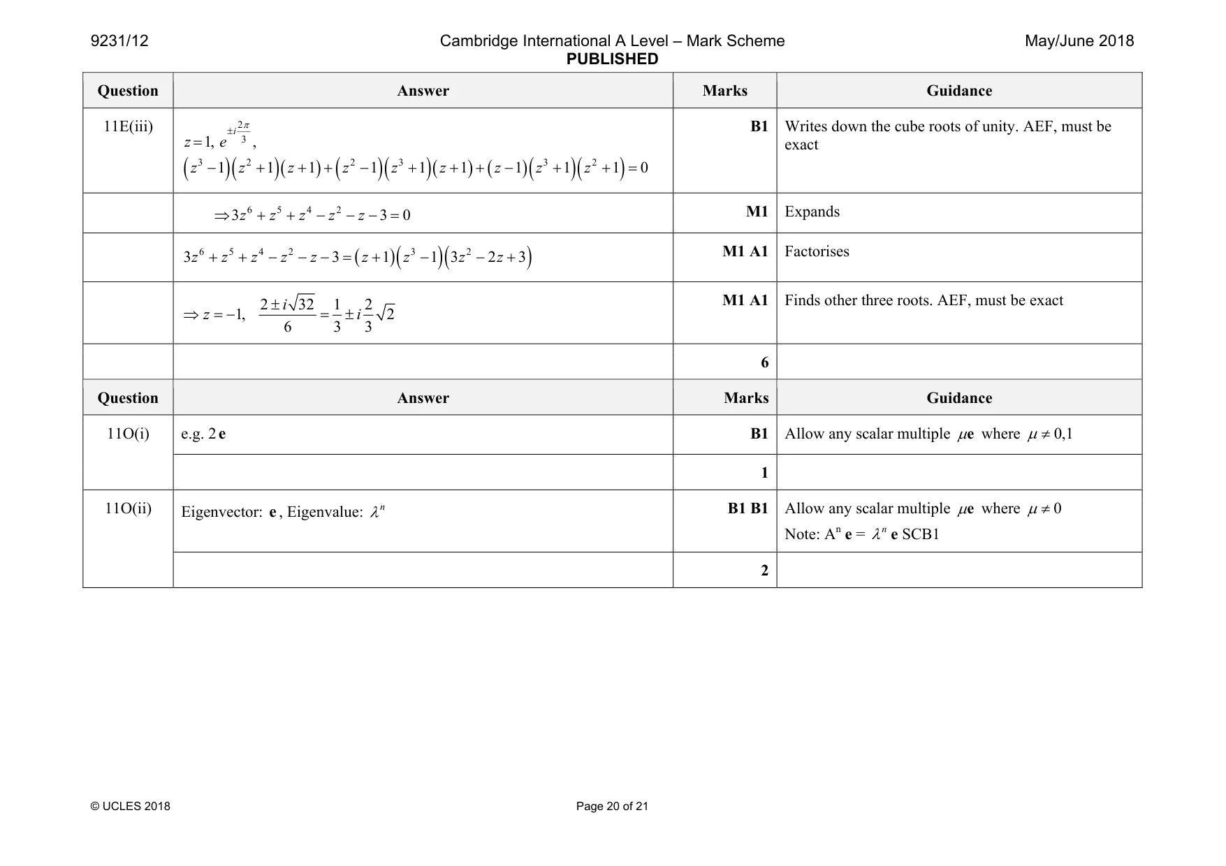 Mark scheme, page 20 of 21