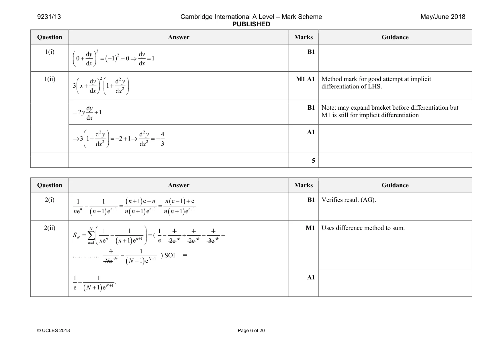 Mark scheme, page 6 of 20